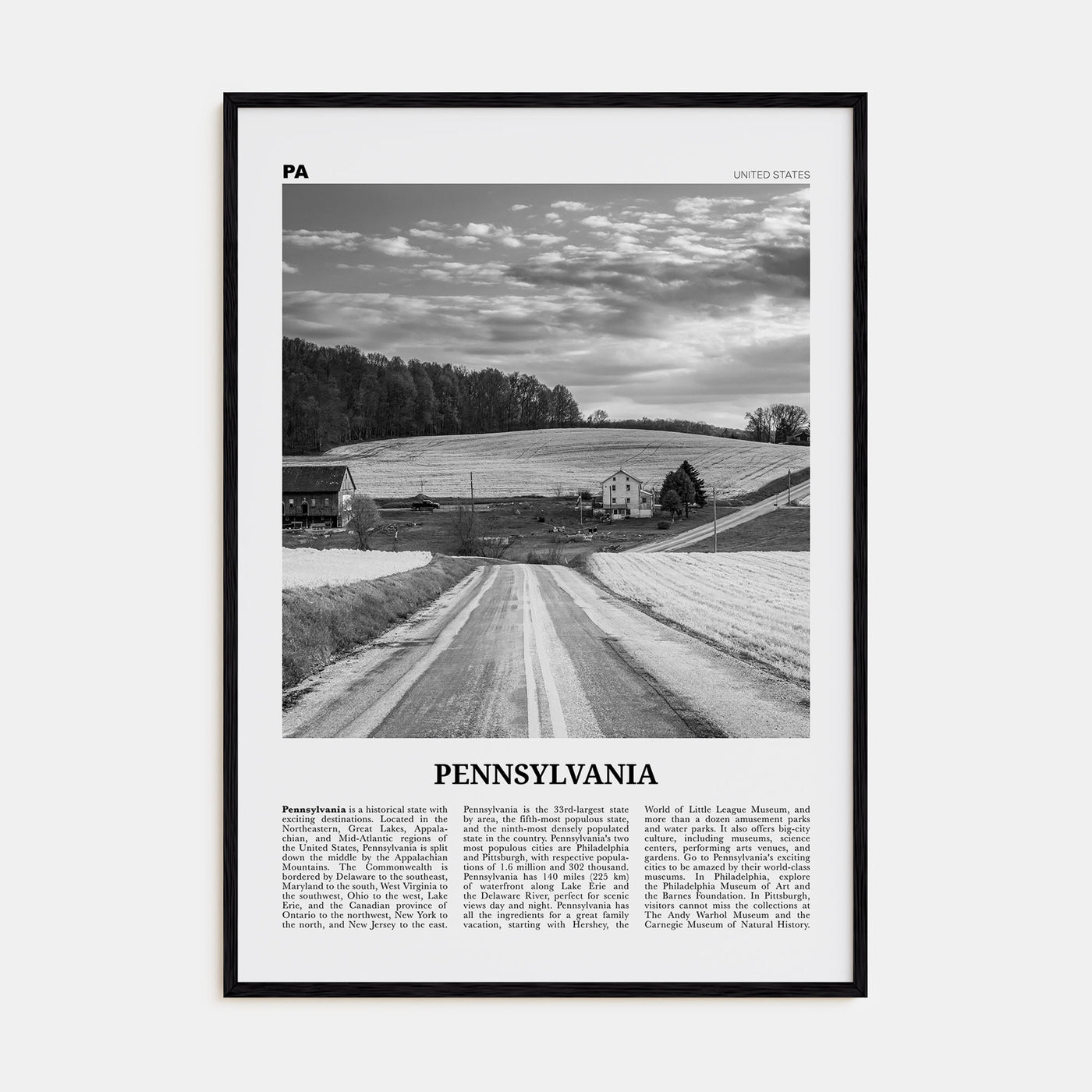 Pennsylvania Travel B&W No 1 Poster