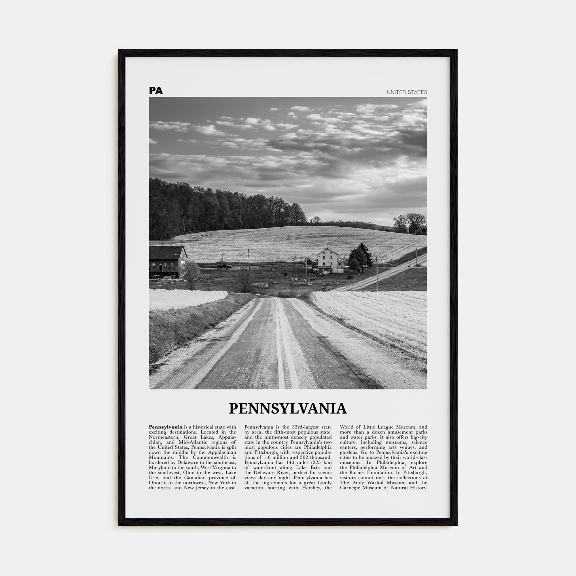 Pennsylvania Travel B&W No 1 Poster