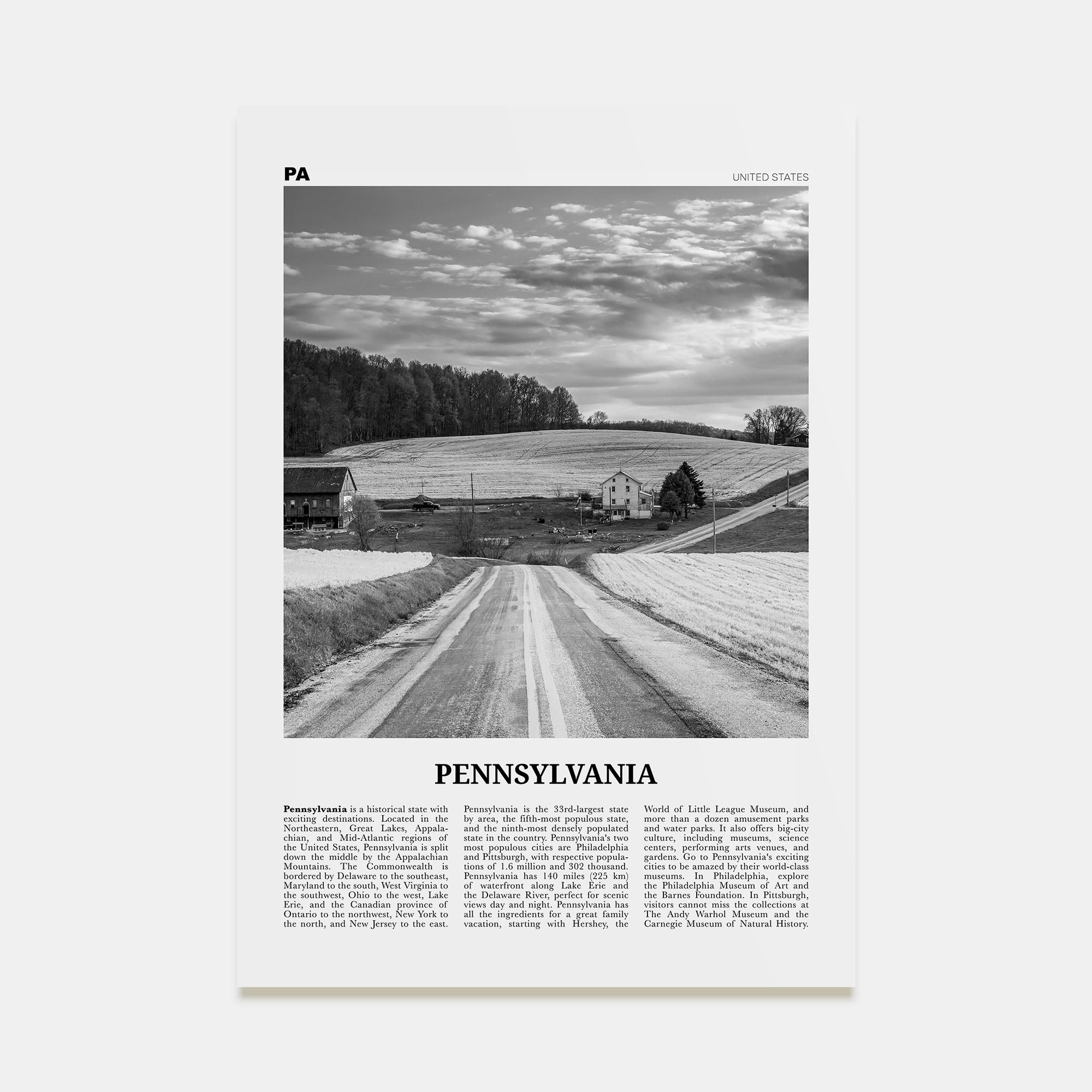 Pennsylvania Travel B&W No 1 Poster