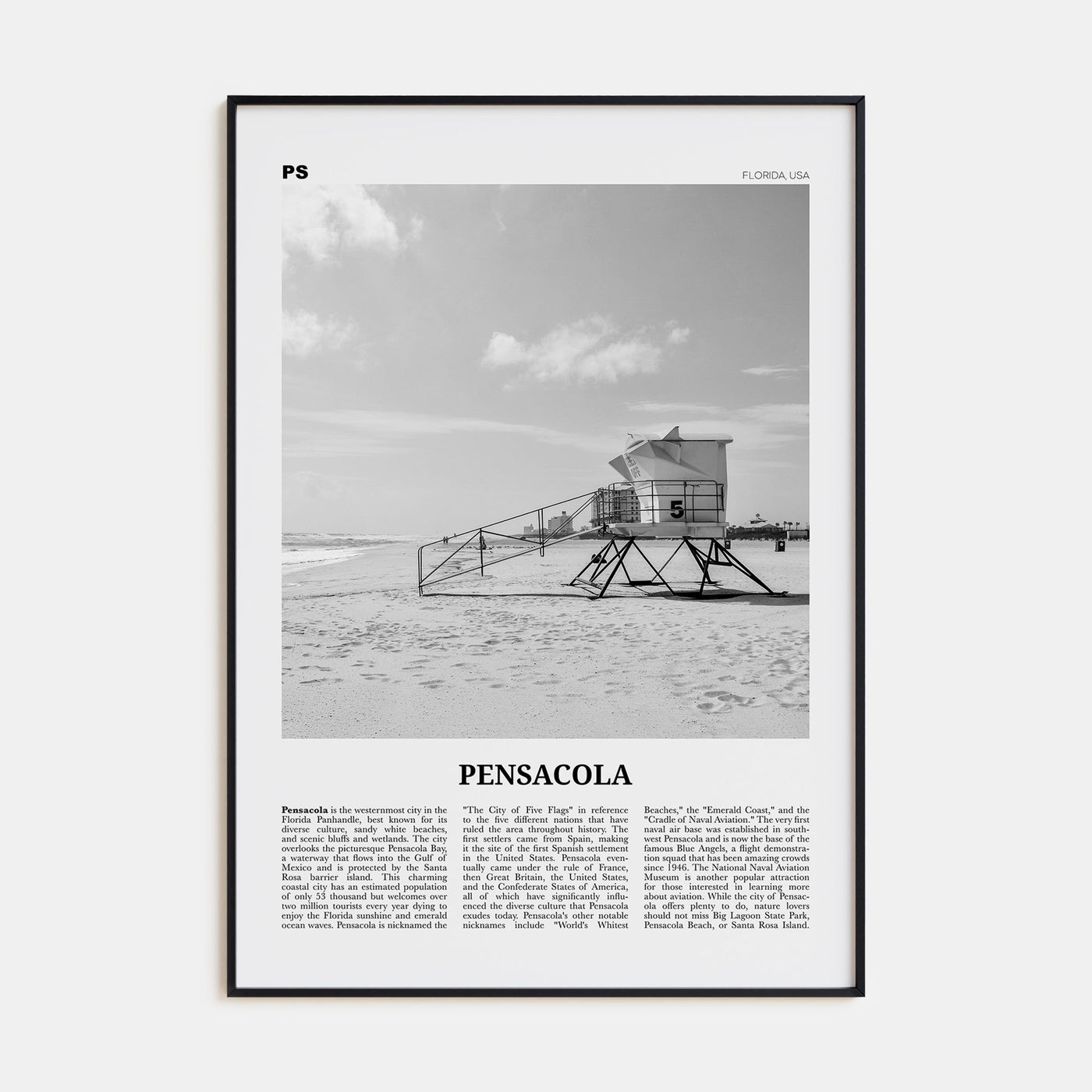 Pensacola Travel B&W No 1 Poster