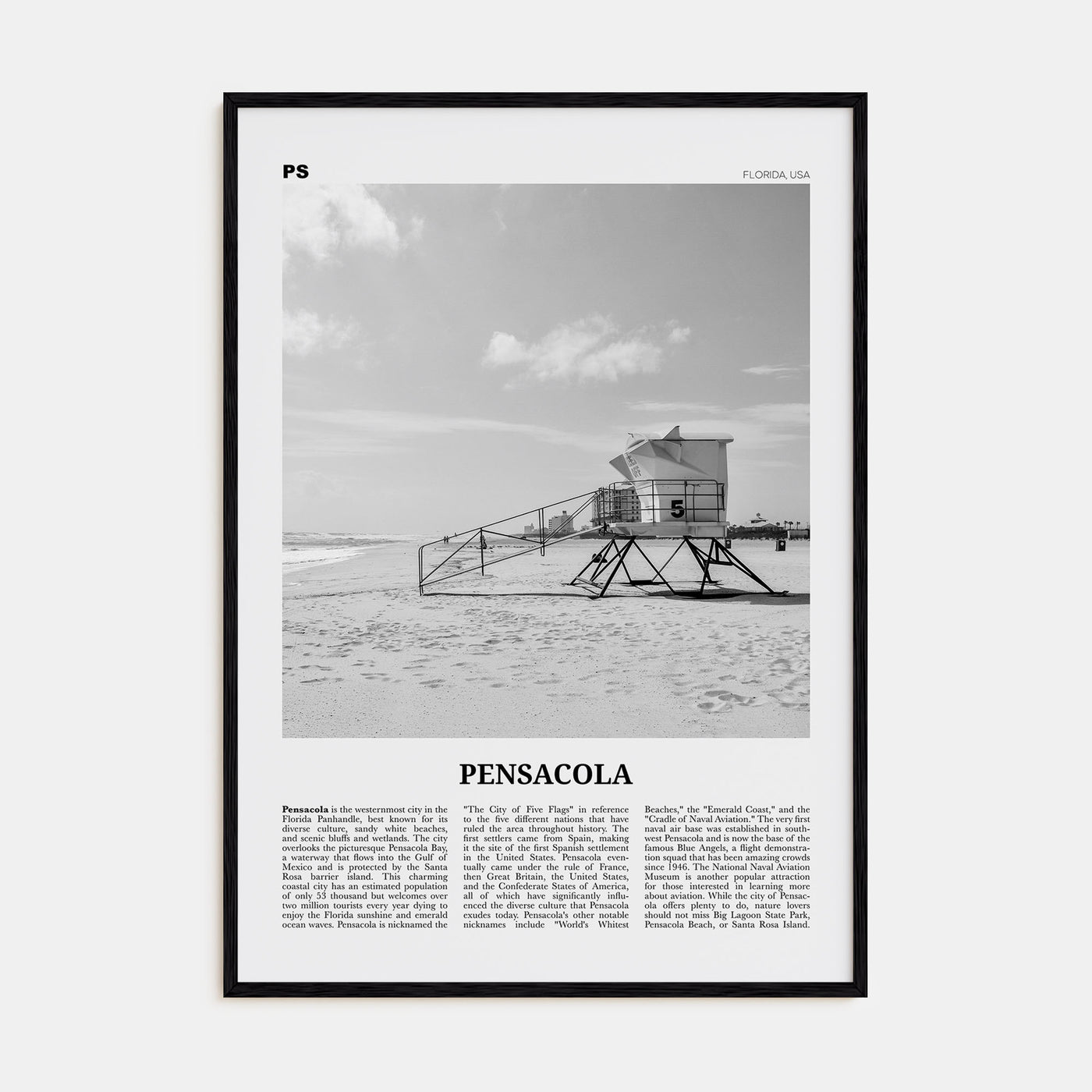 Pensacola Travel B&W No 1 Poster
