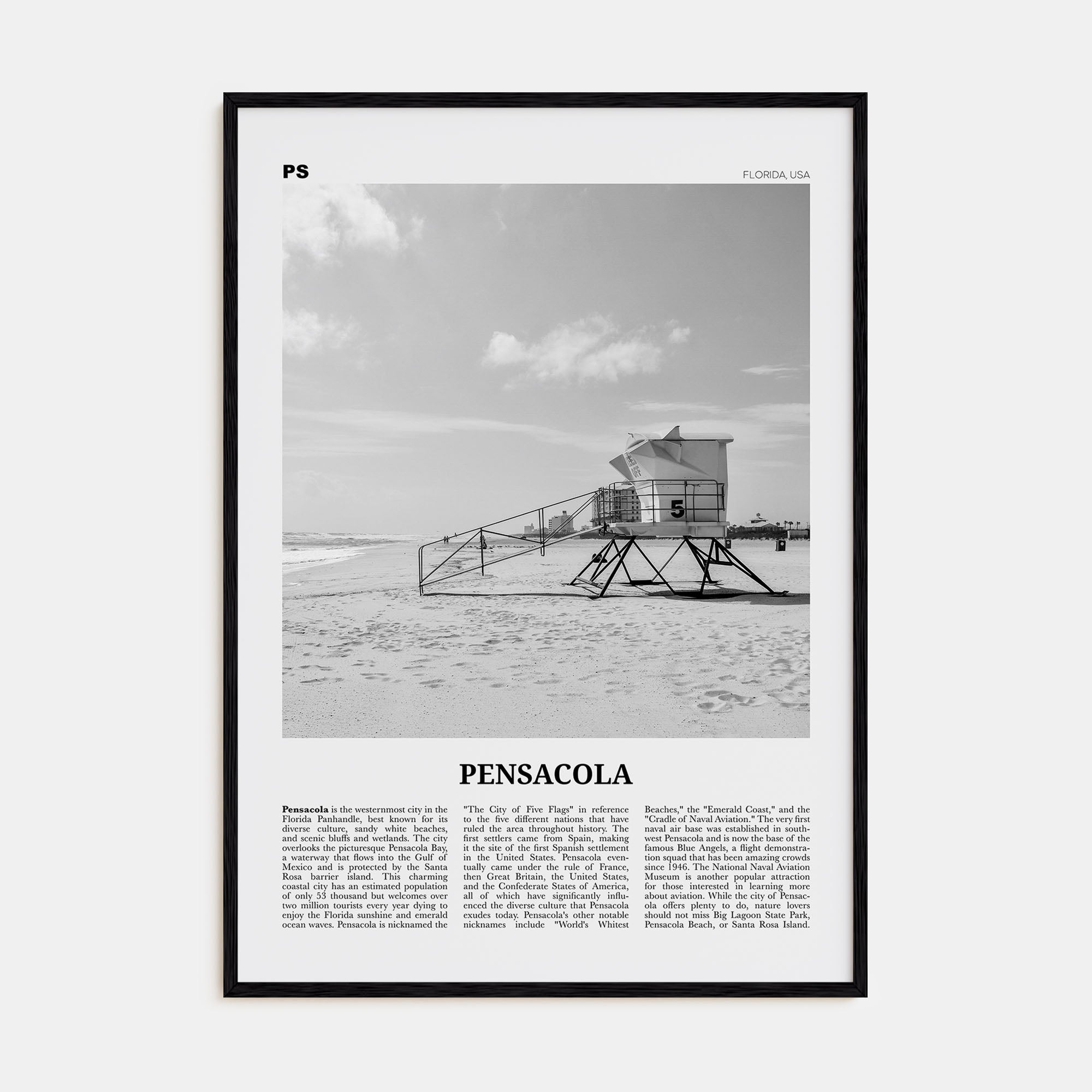 Pensacola Travel B&W No 1 Poster