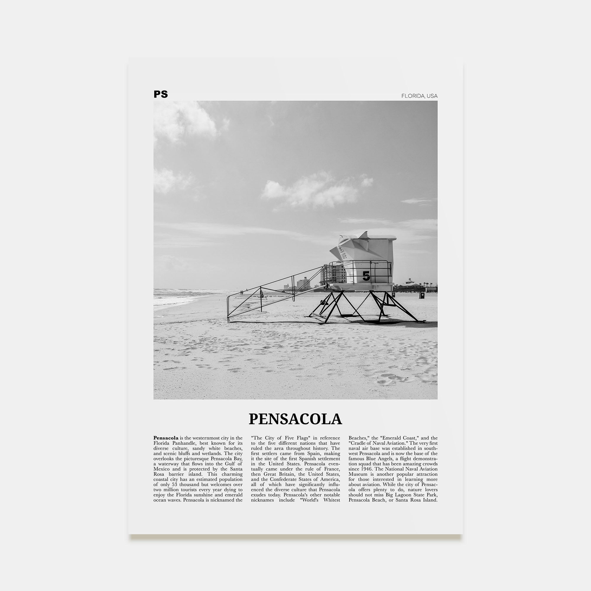 Pensacola Travel B&W No 1 Poster