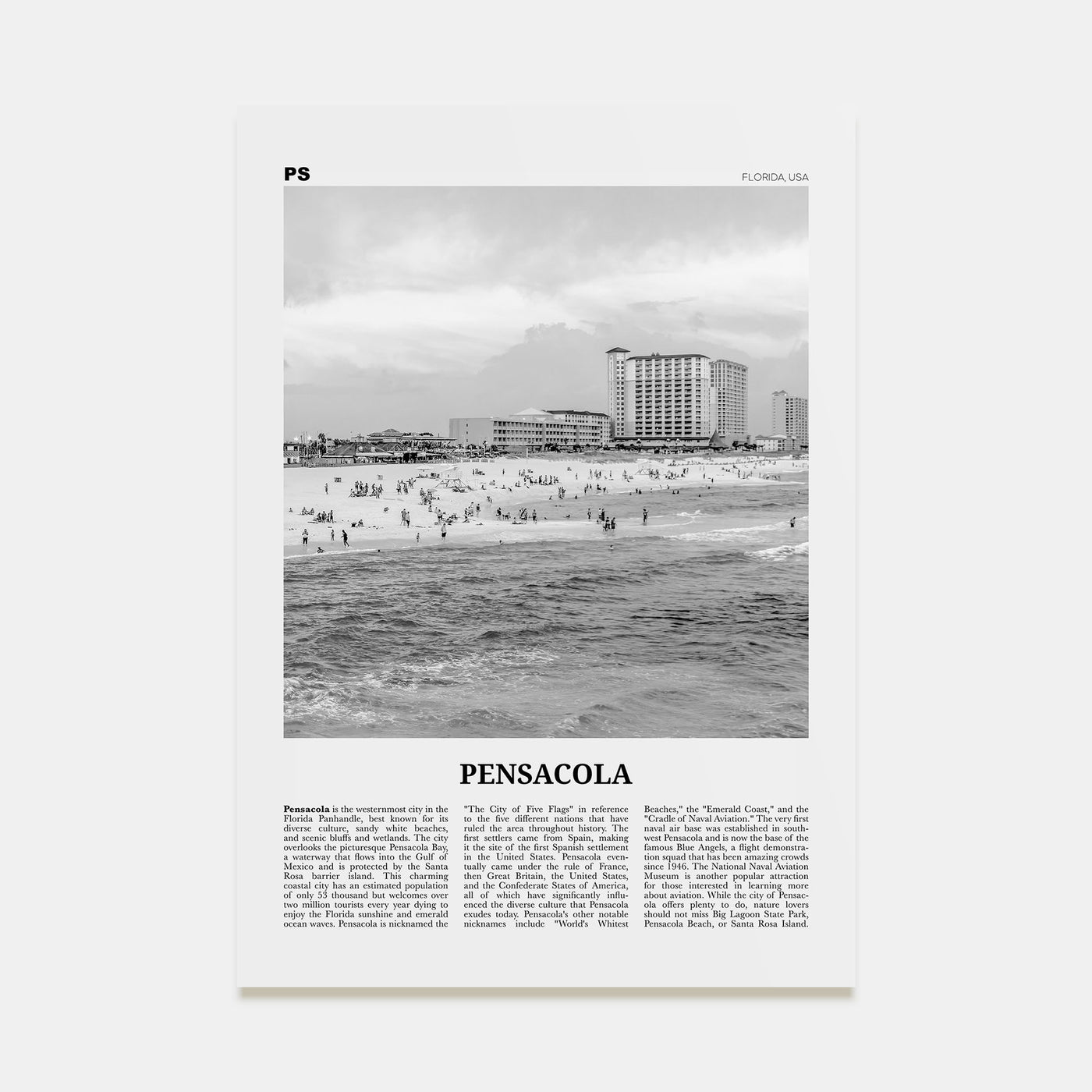 Pensacola Travel B&W No 2 Poster