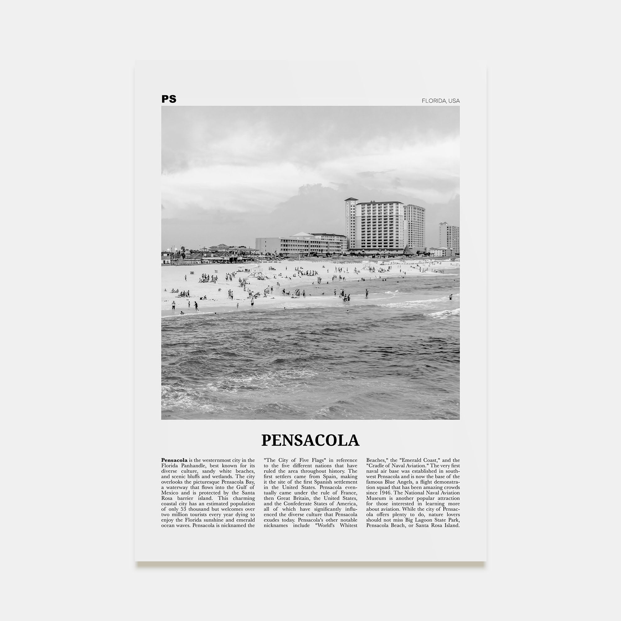 Pensacola Travel B&W No 2 Poster
