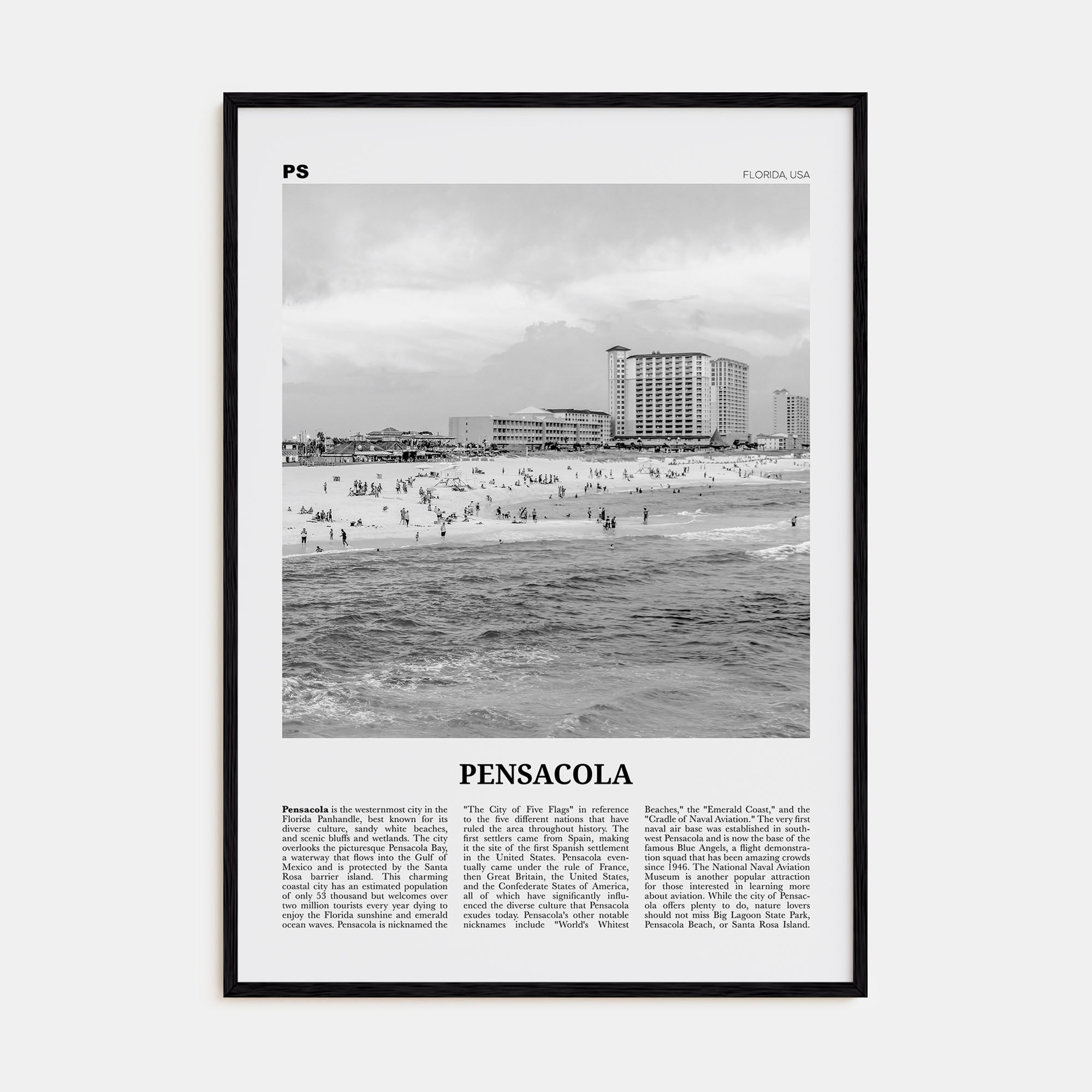 Pensacola Travel B&W No 2 Poster