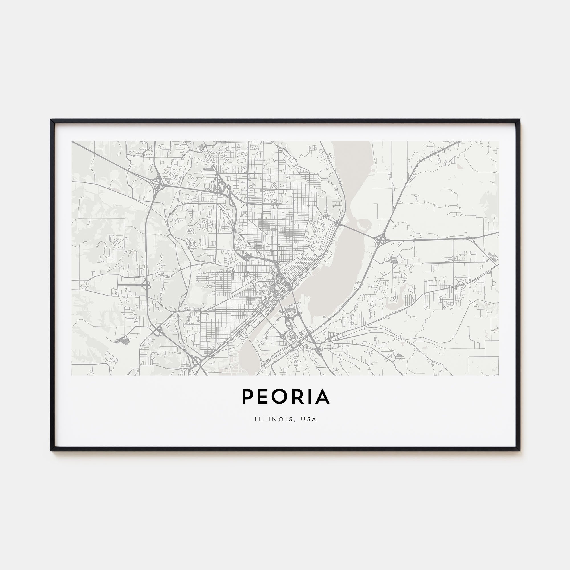 Peoria, Illinois Map Landscape Poster