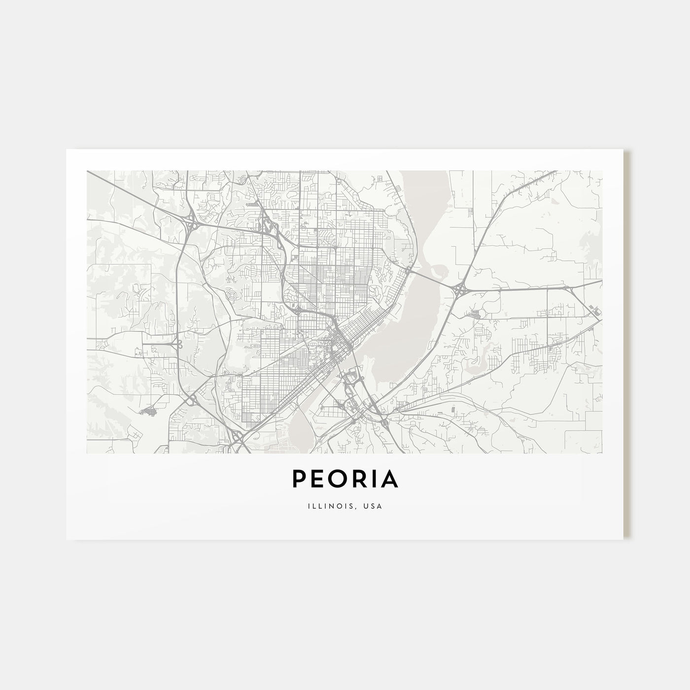 Peoria, Illinois Map Landscape Poster