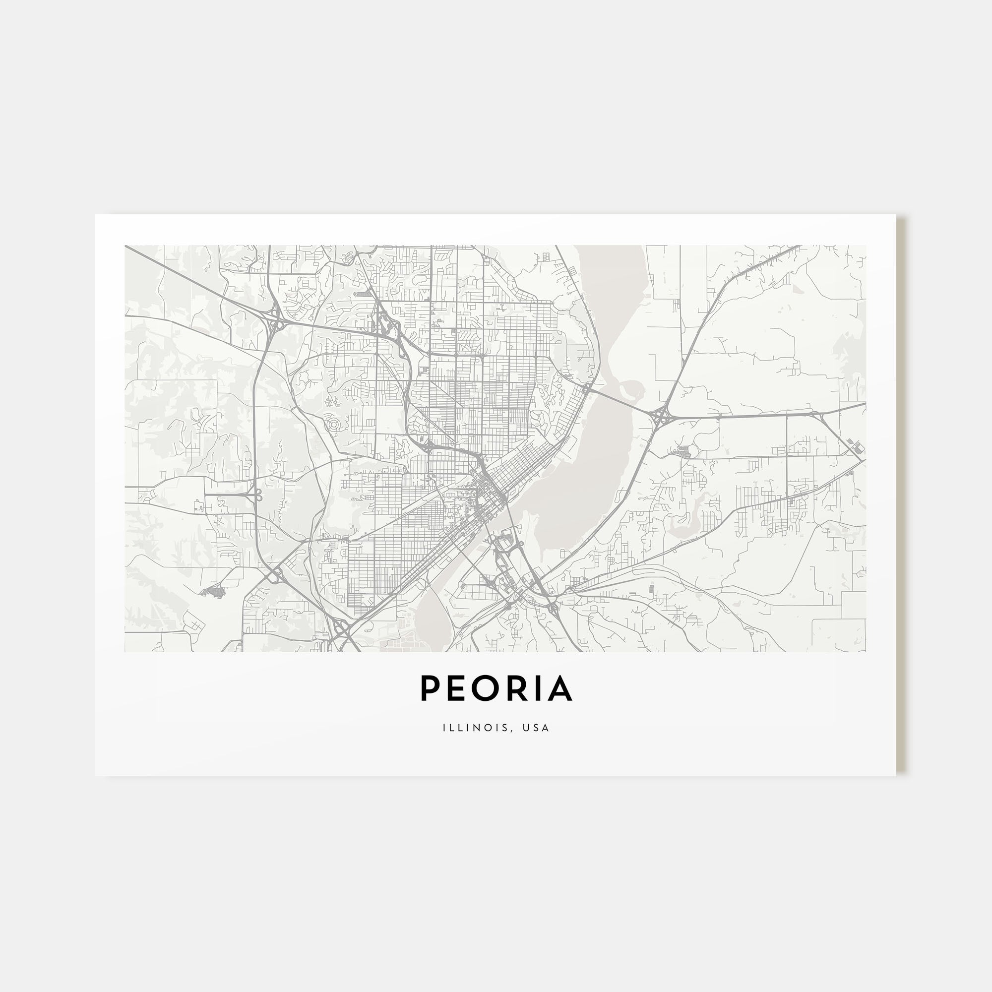 Peoria, Illinois Map Landscape Poster