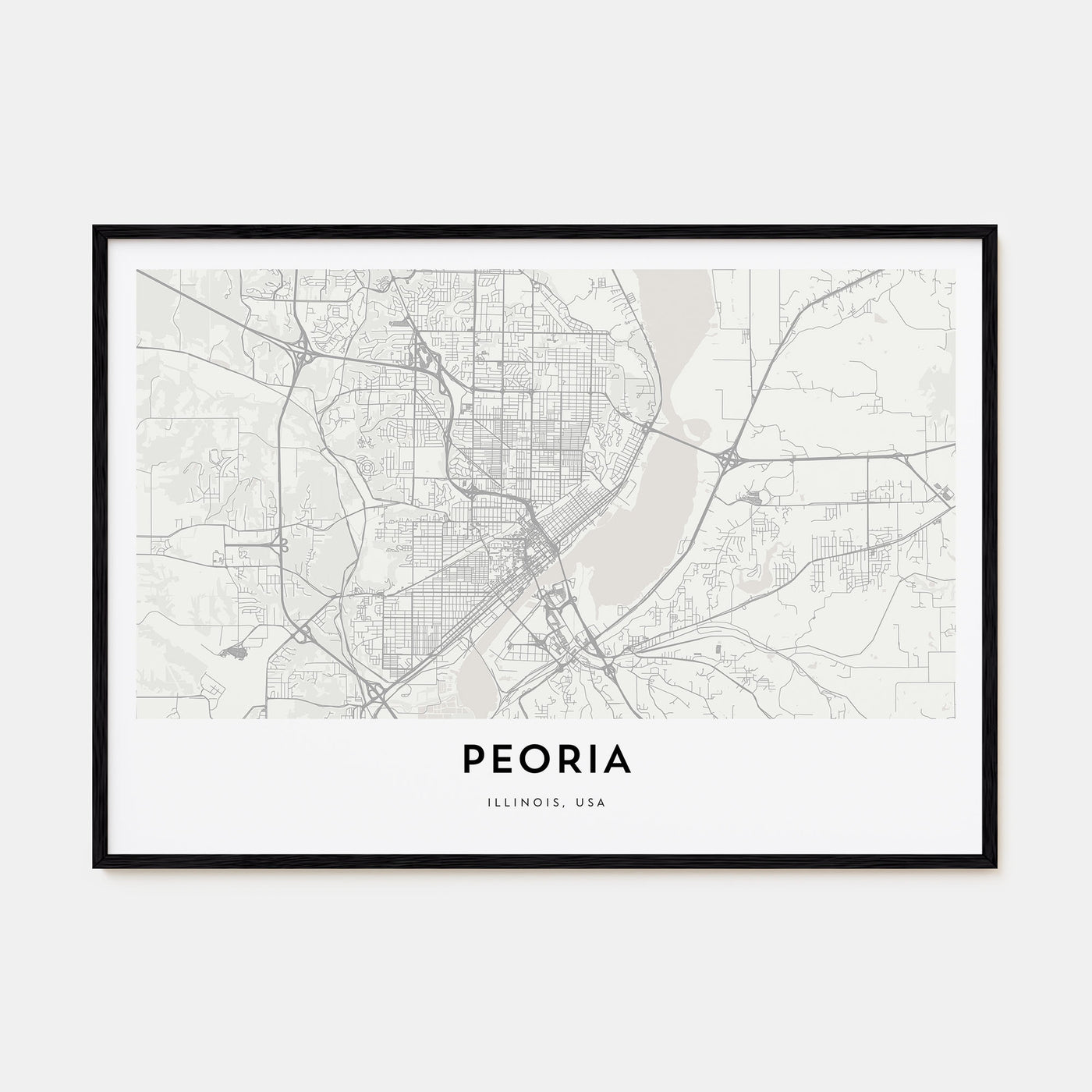 Peoria, Illinois Map Landscape Poster