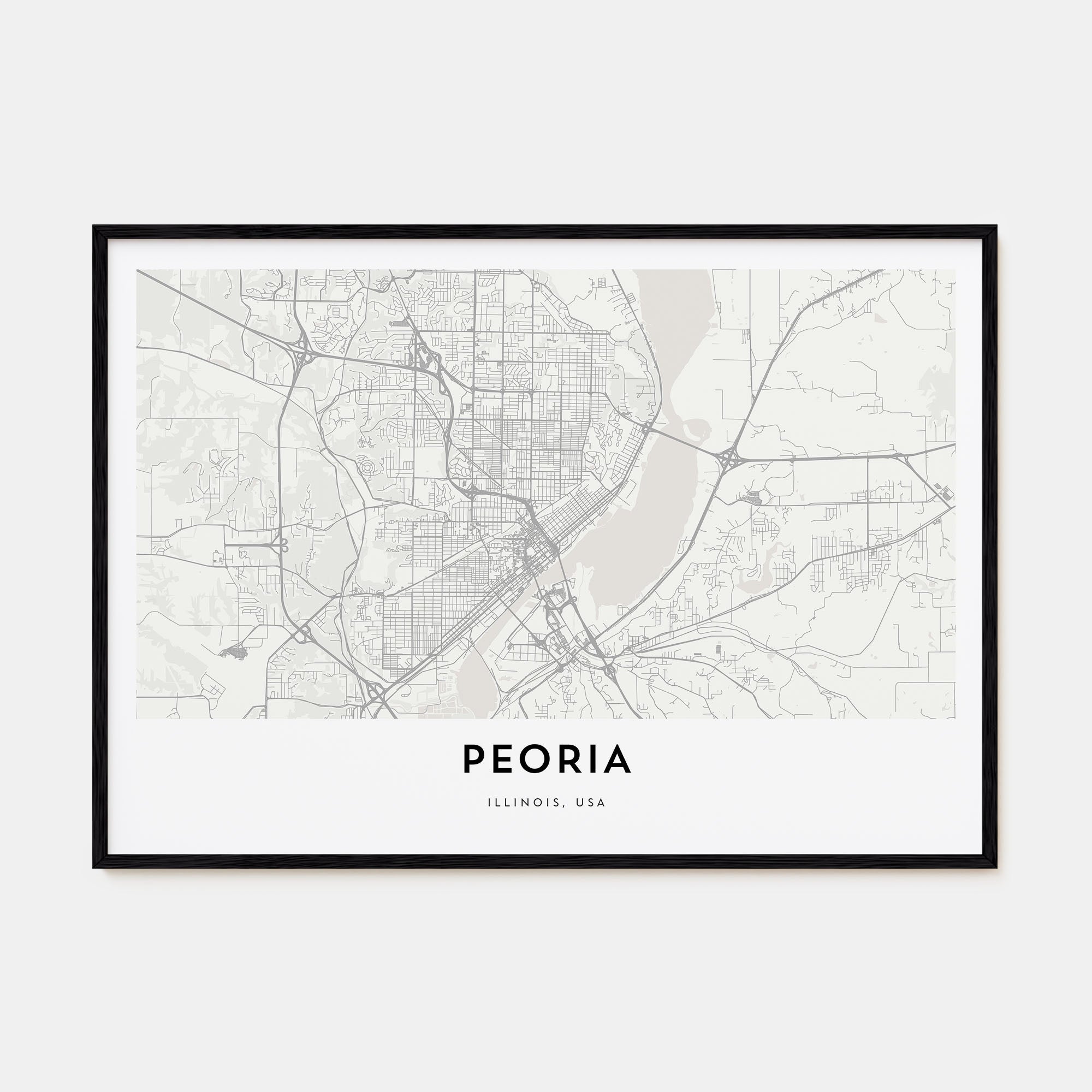 Peoria, Illinois Map Landscape Poster