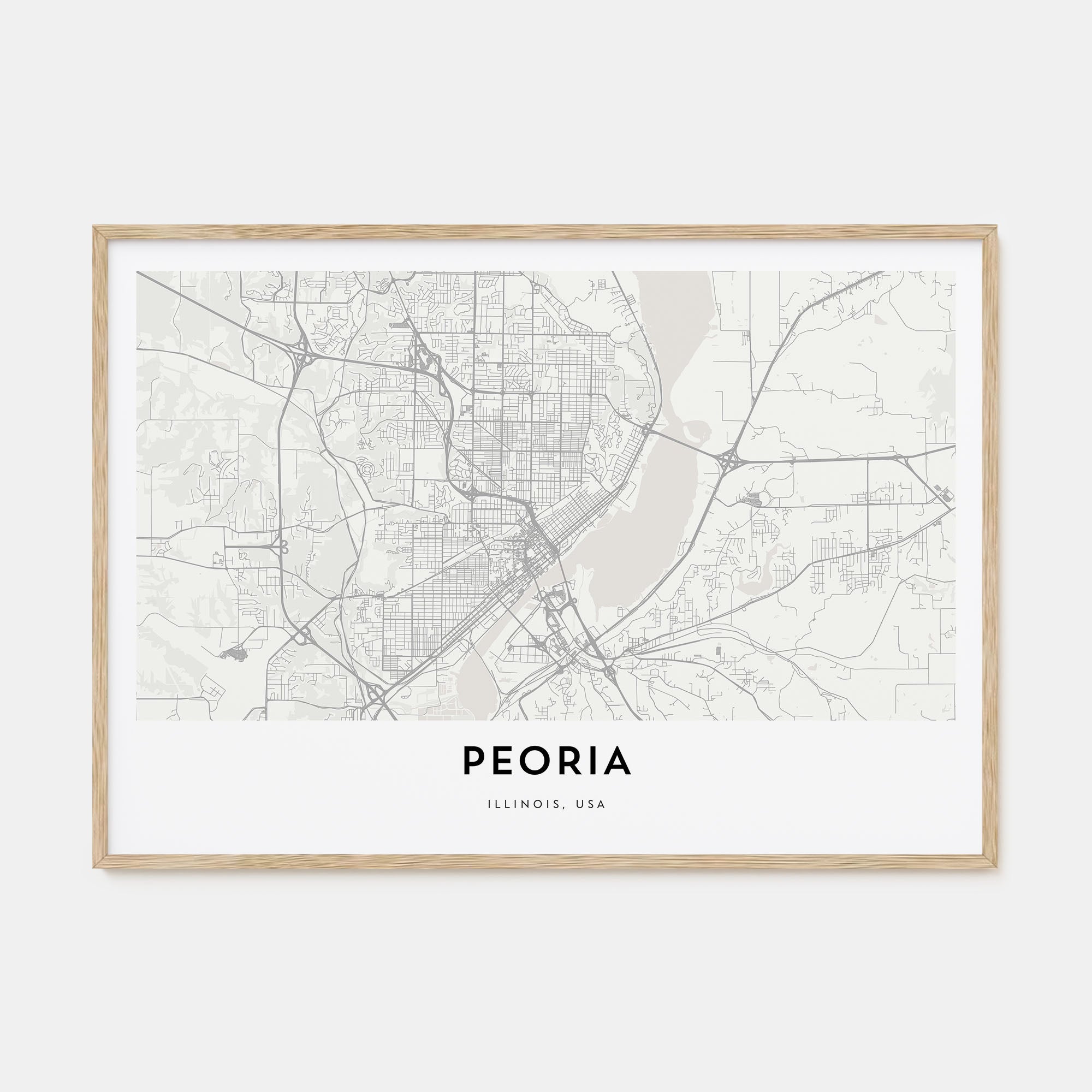 Peoria, Illinois Map Landscape Poster