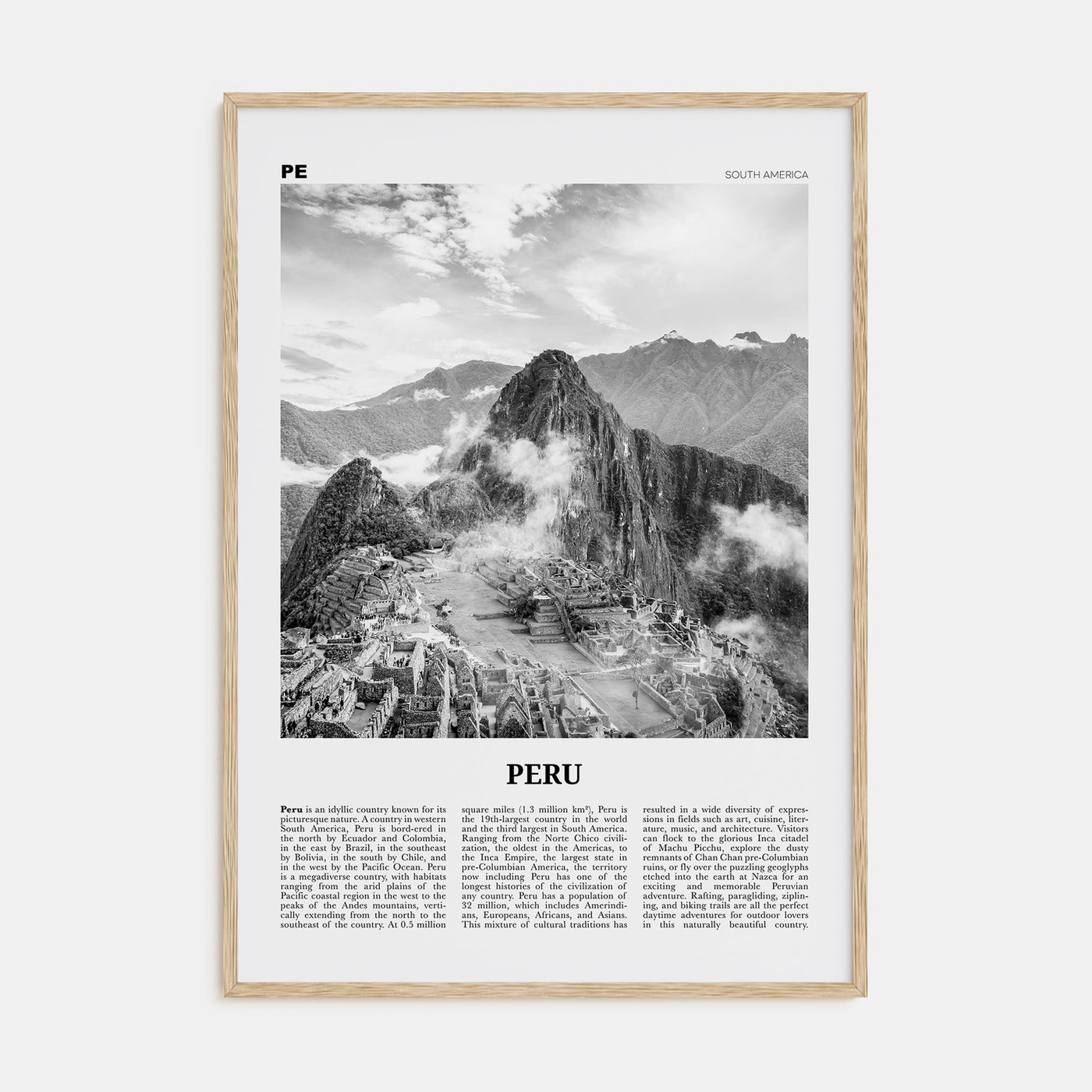 Peru Travel B&W No 1 Poster