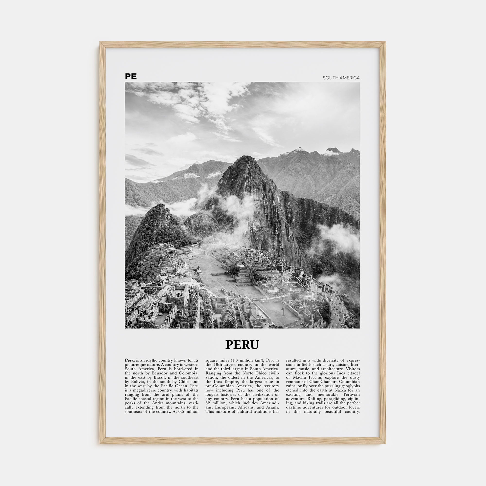 Peru Travel B&W No 1 Poster