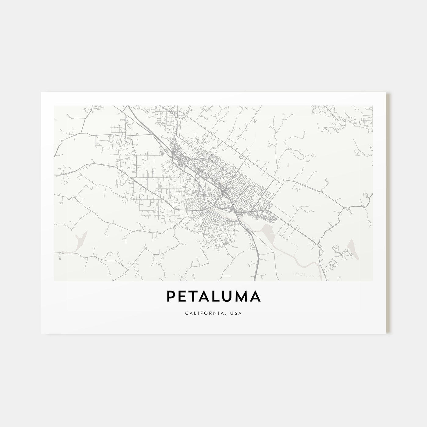 Petaluma Map Landscape Poster