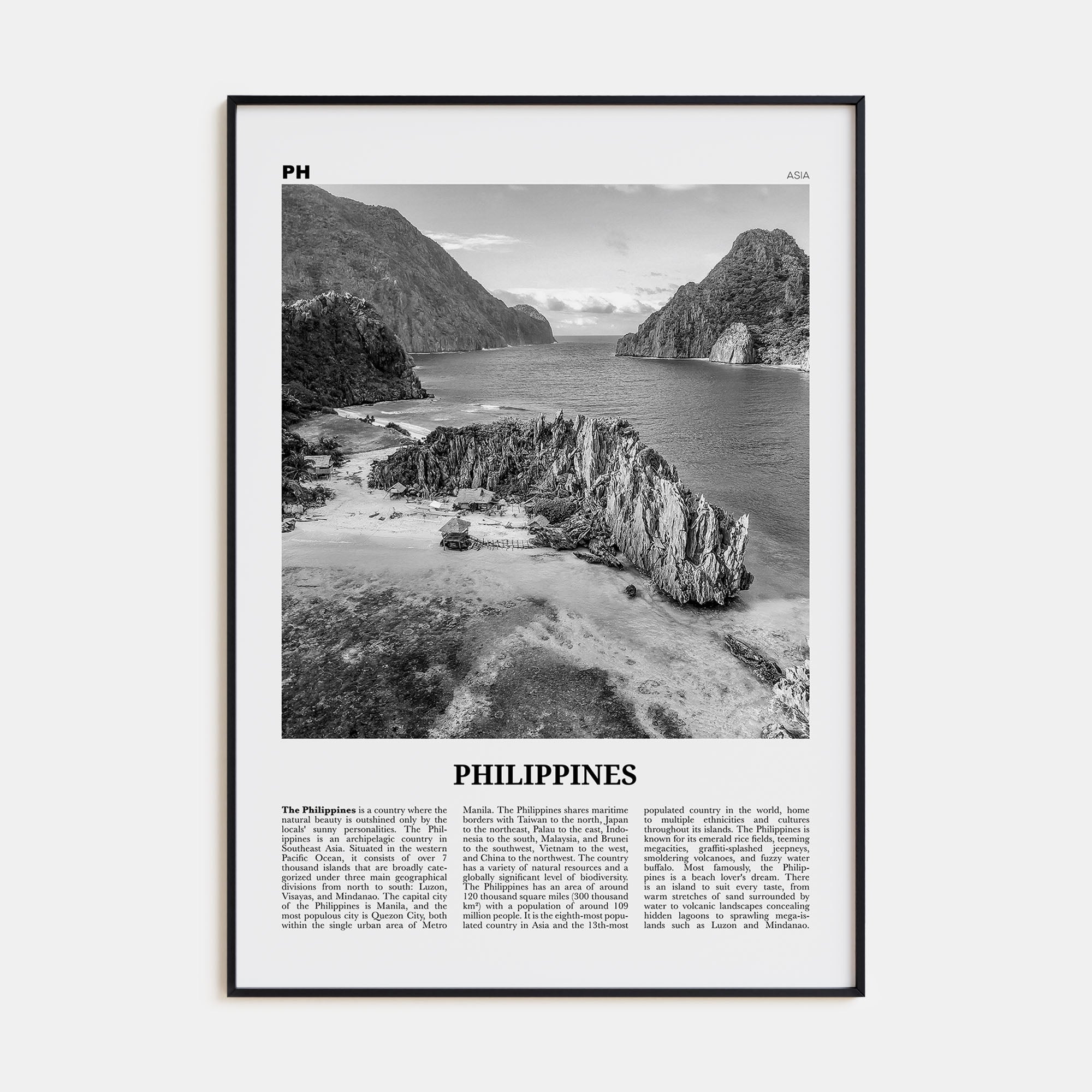 Philippines Travel B&W No 2 Poster