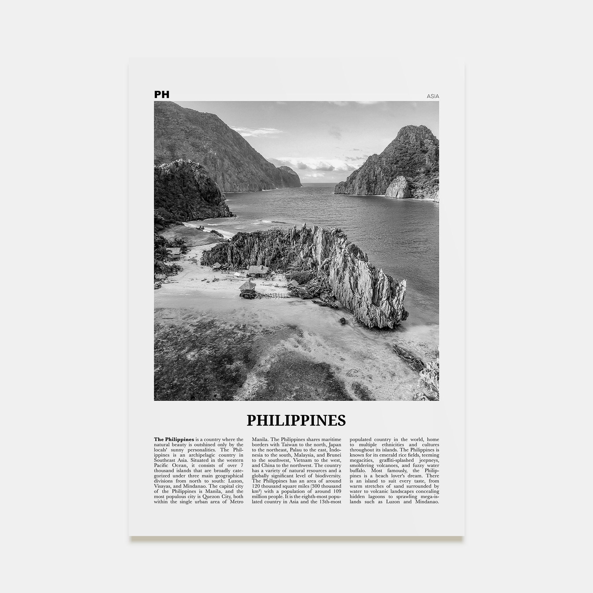 Philippines Travel B&W No 2 Poster
