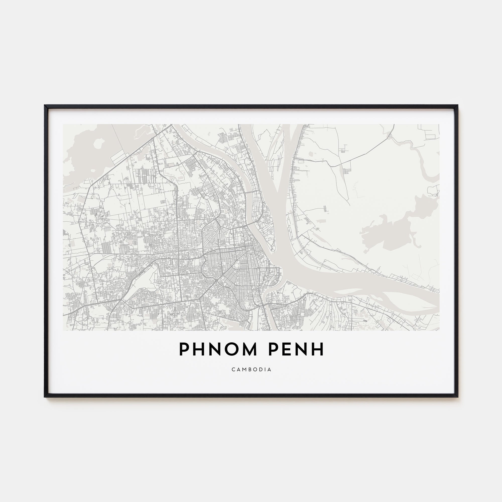 Phnom Penh Map Landscape Poster