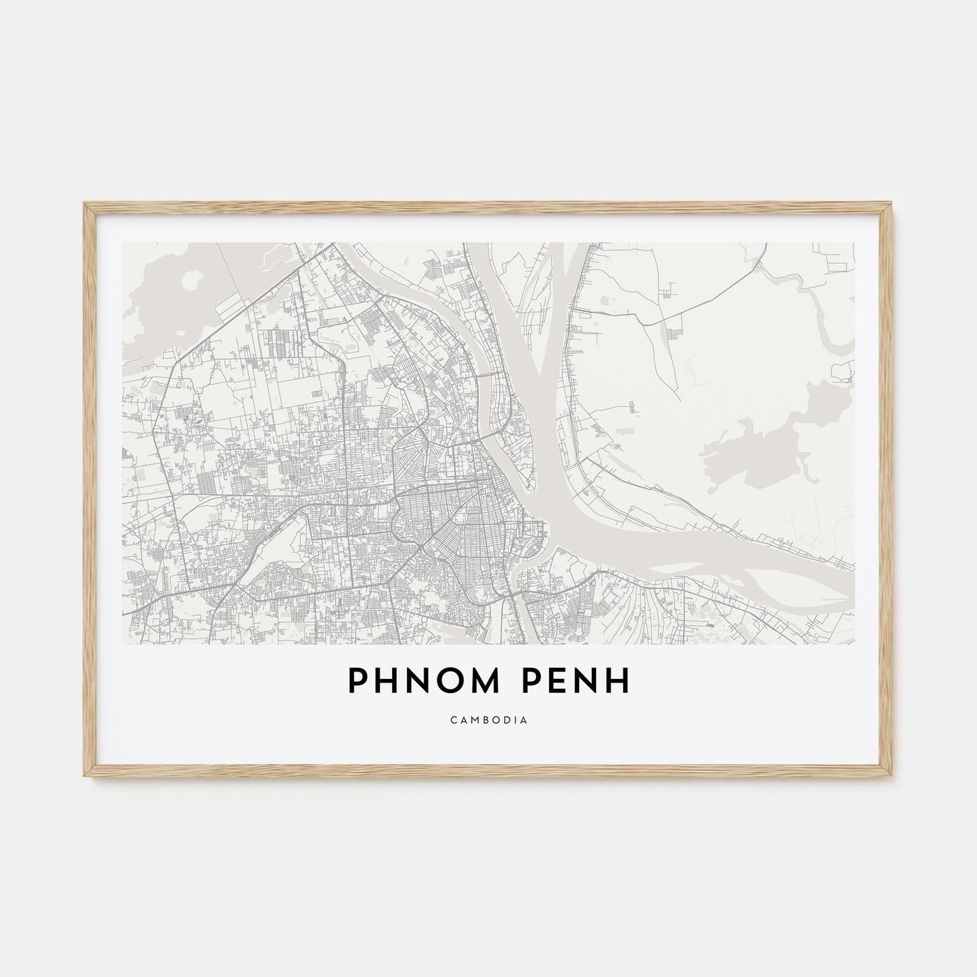 Phnom Penh Map Landscape Poster