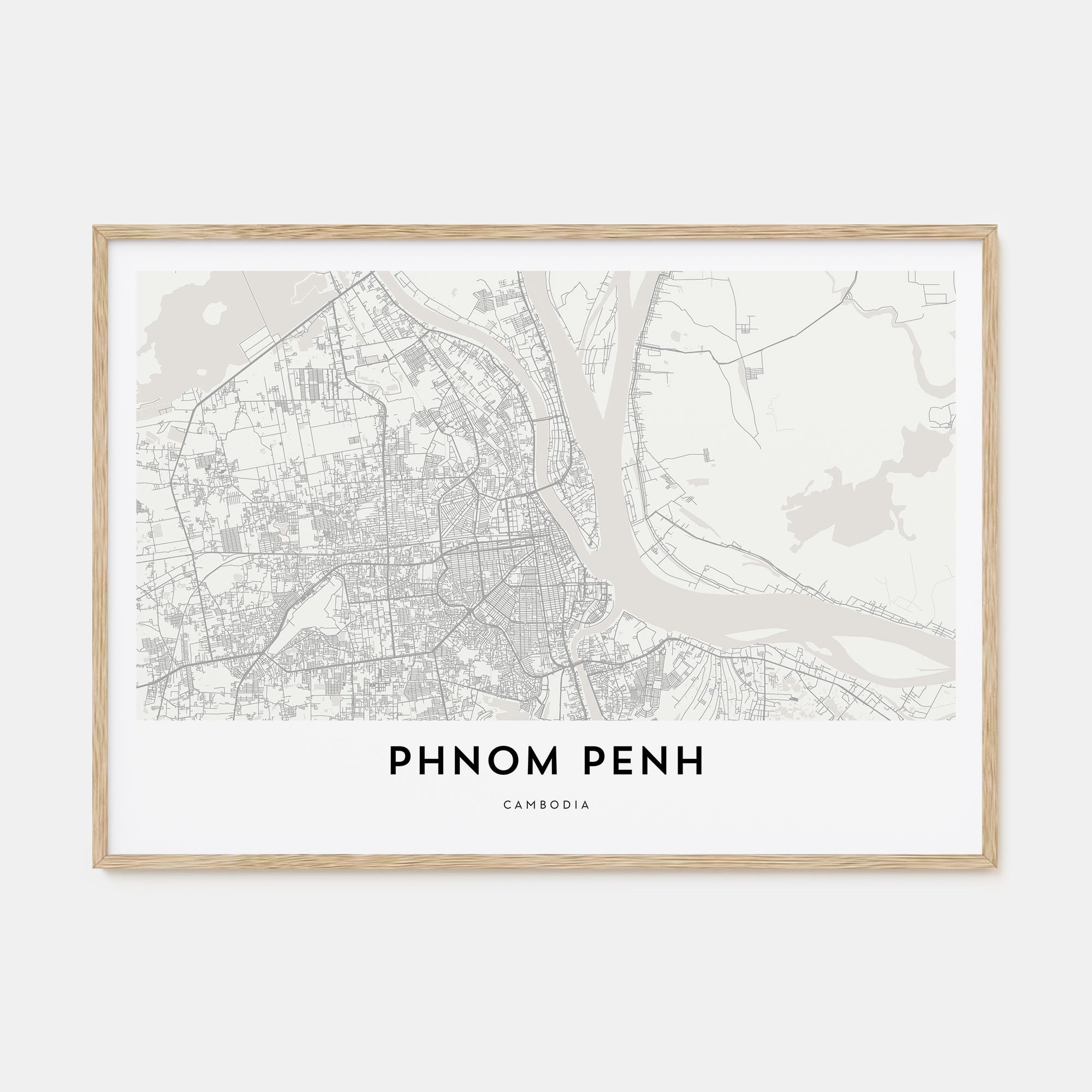 Phnom Penh Map Landscape Poster