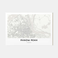 Phnom Penh Map Landscape Poster