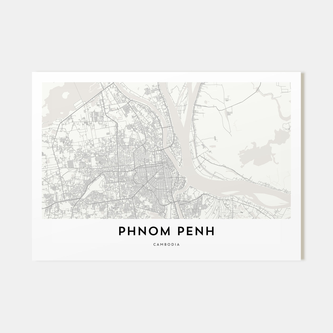 Phnom Penh Map Landscape Poster