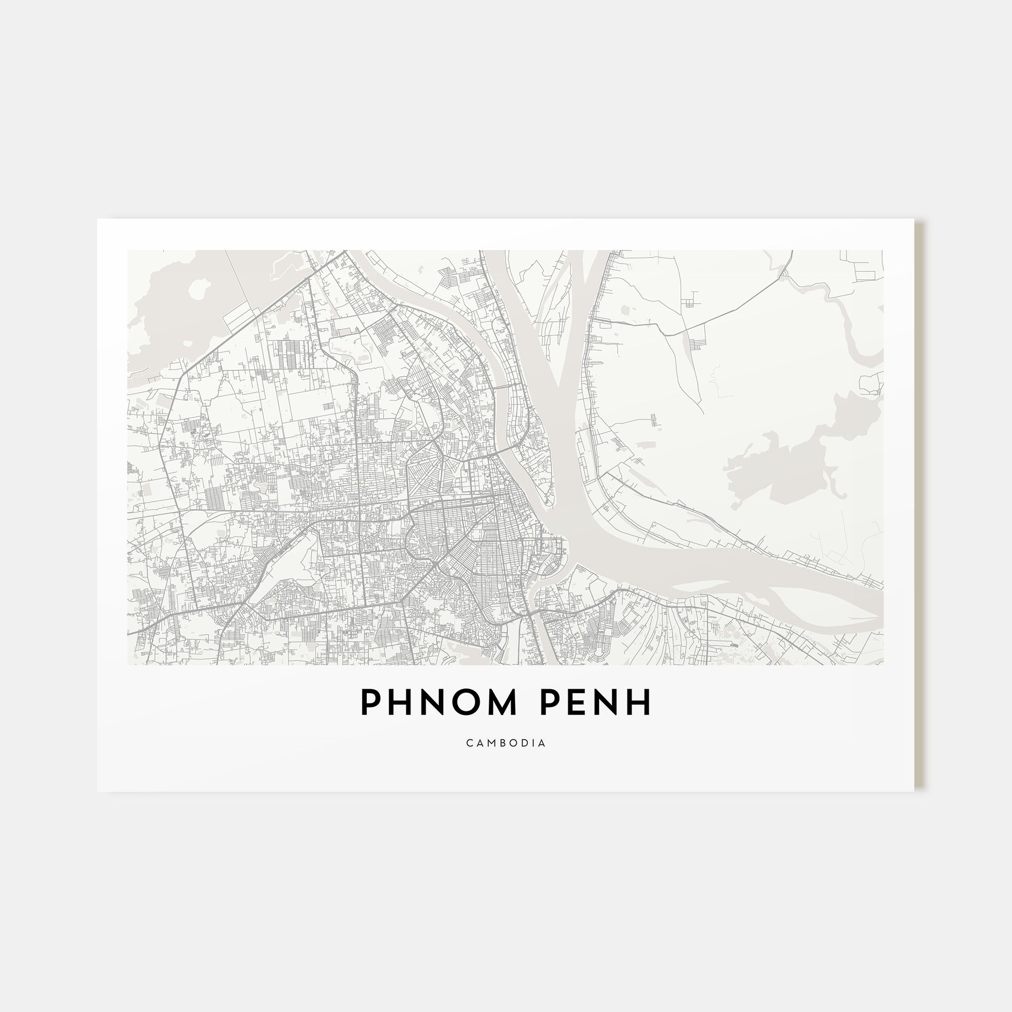 Phnom Penh Map Landscape Poster