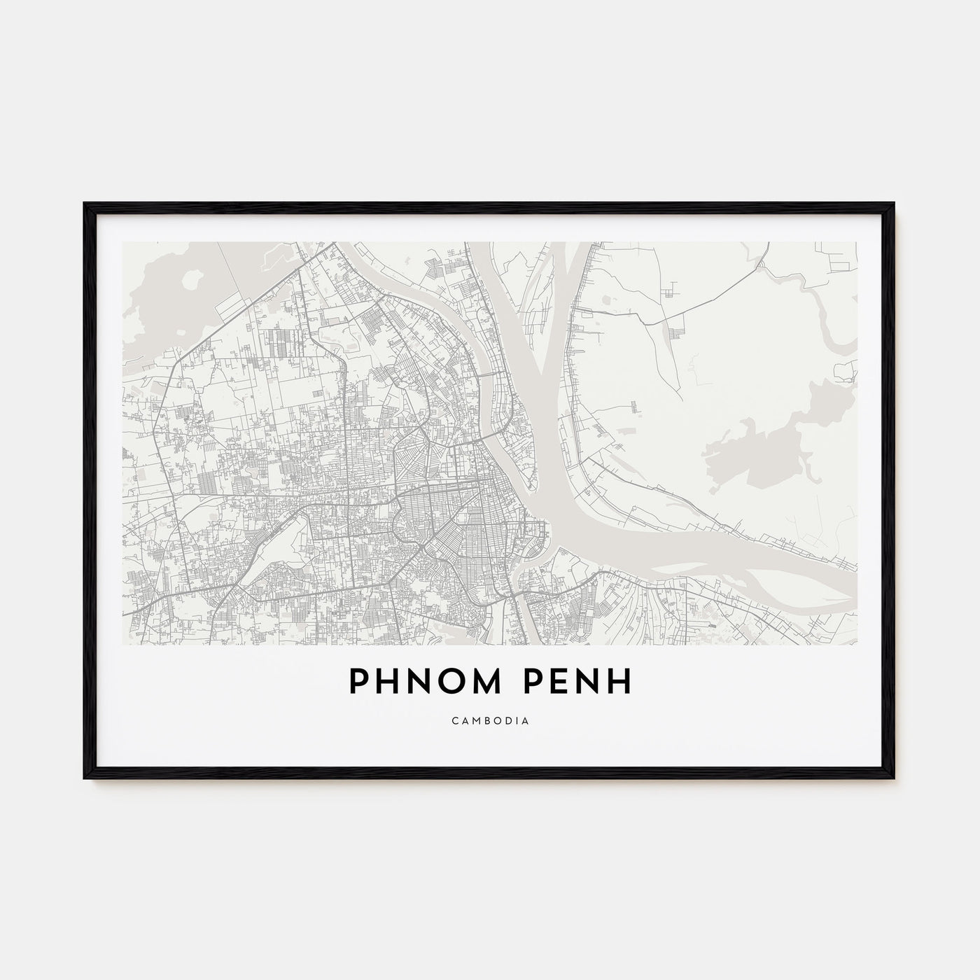 Phnom Penh Map Landscape Poster