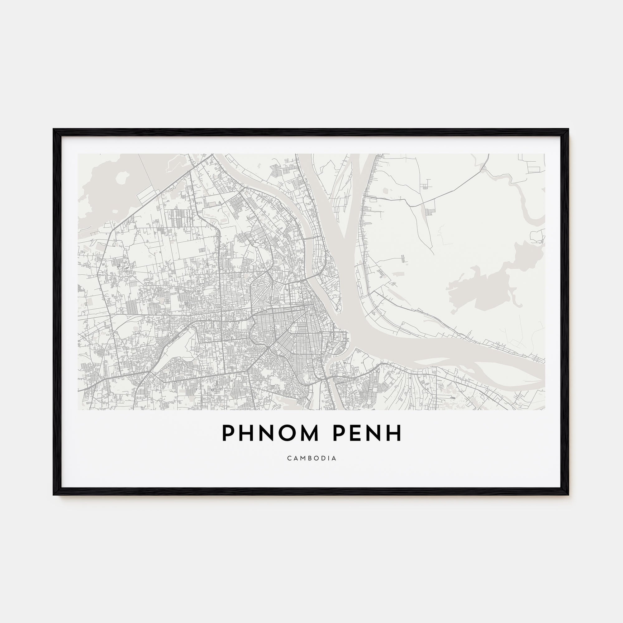 Phnom Penh Map Landscape Poster