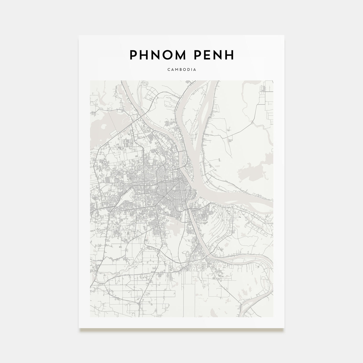 Phnom Penh Map Portrait Poster