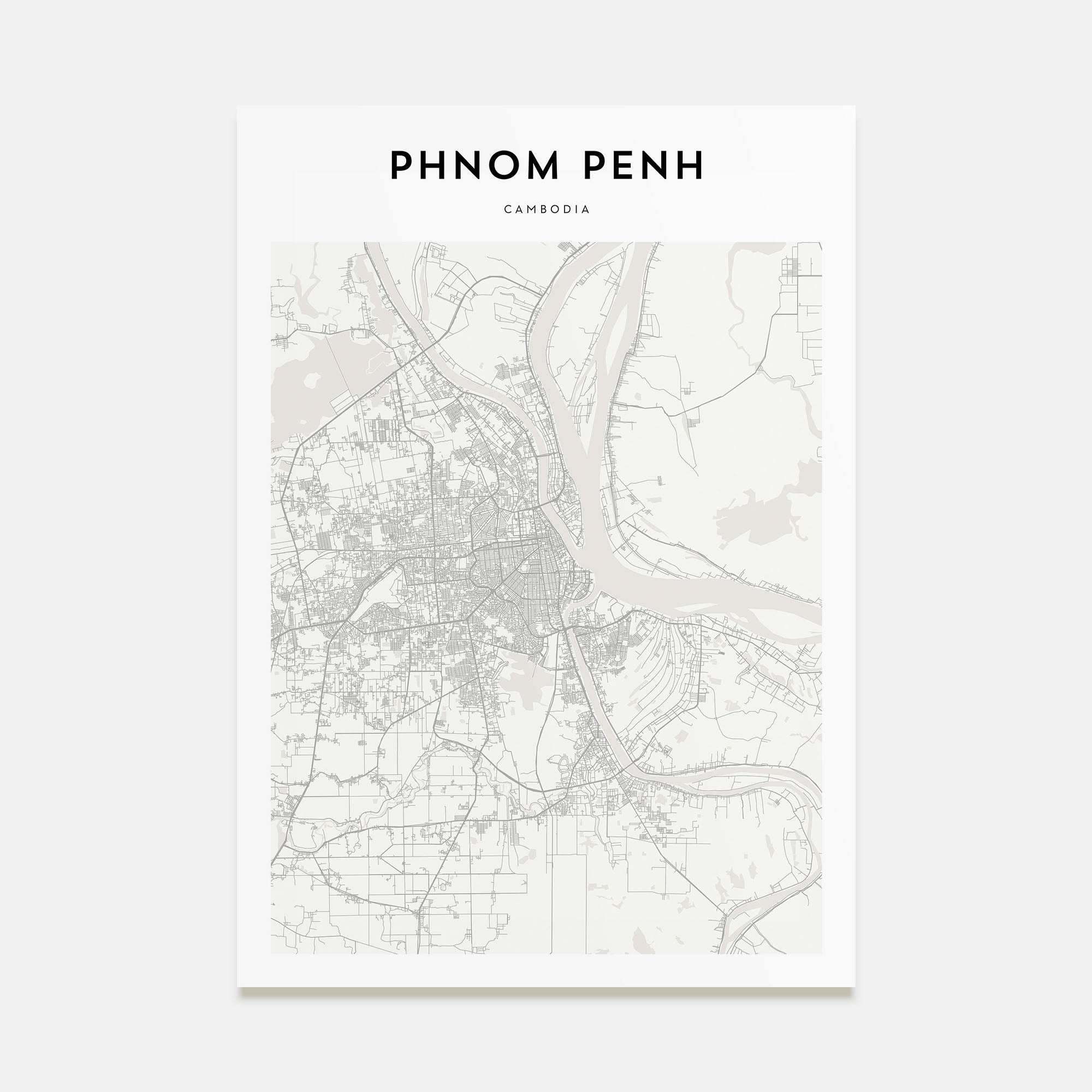 Phnom Penh Map Portrait Poster