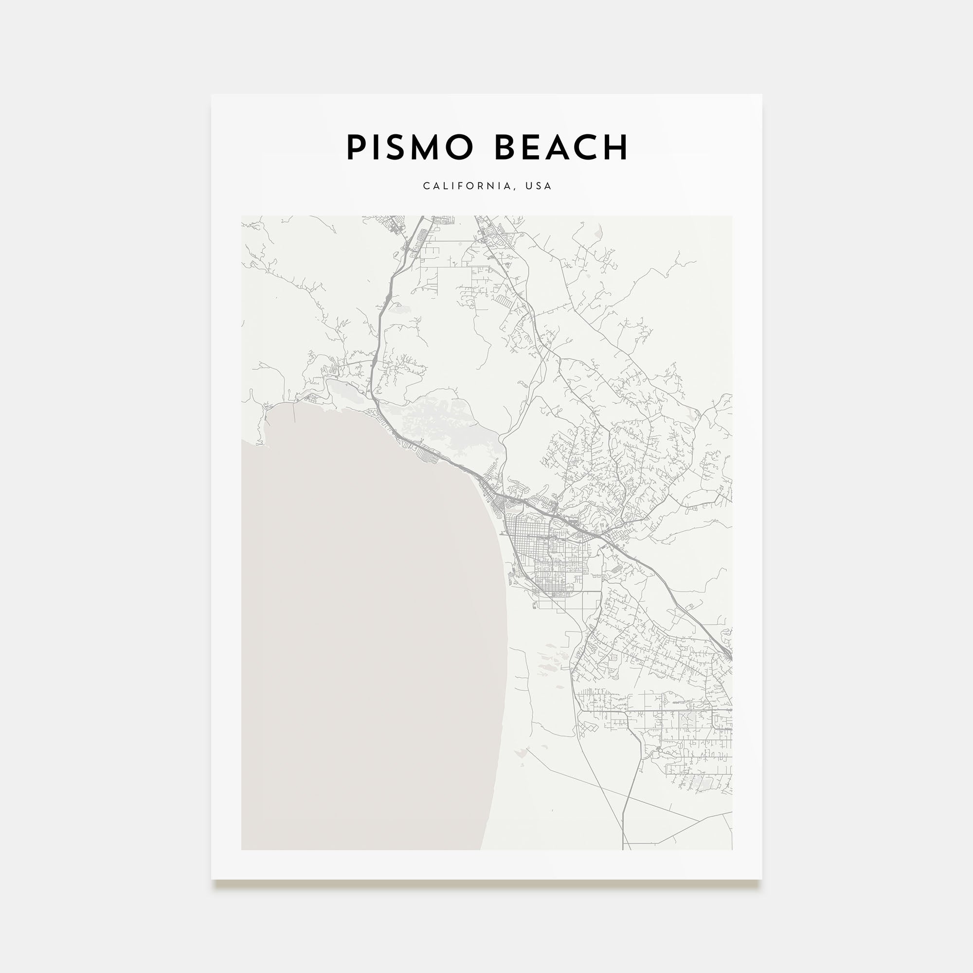 Pismo Beach Map Portrait Poster