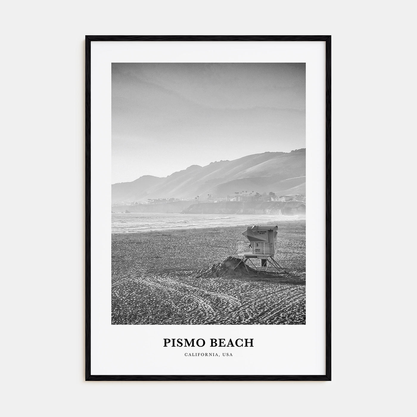 Pismo Beach Portrait B&W Poster