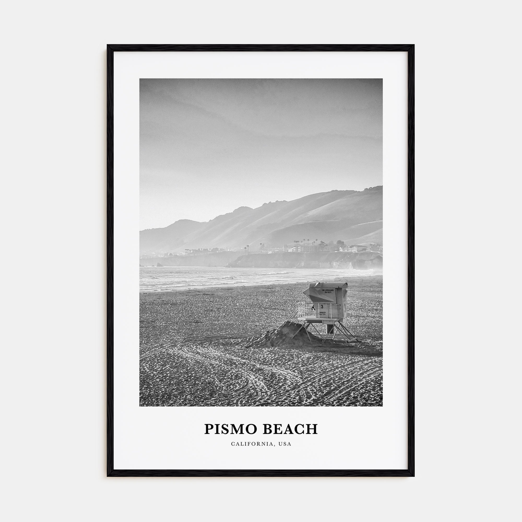 Pismo Beach Portrait B&W Poster