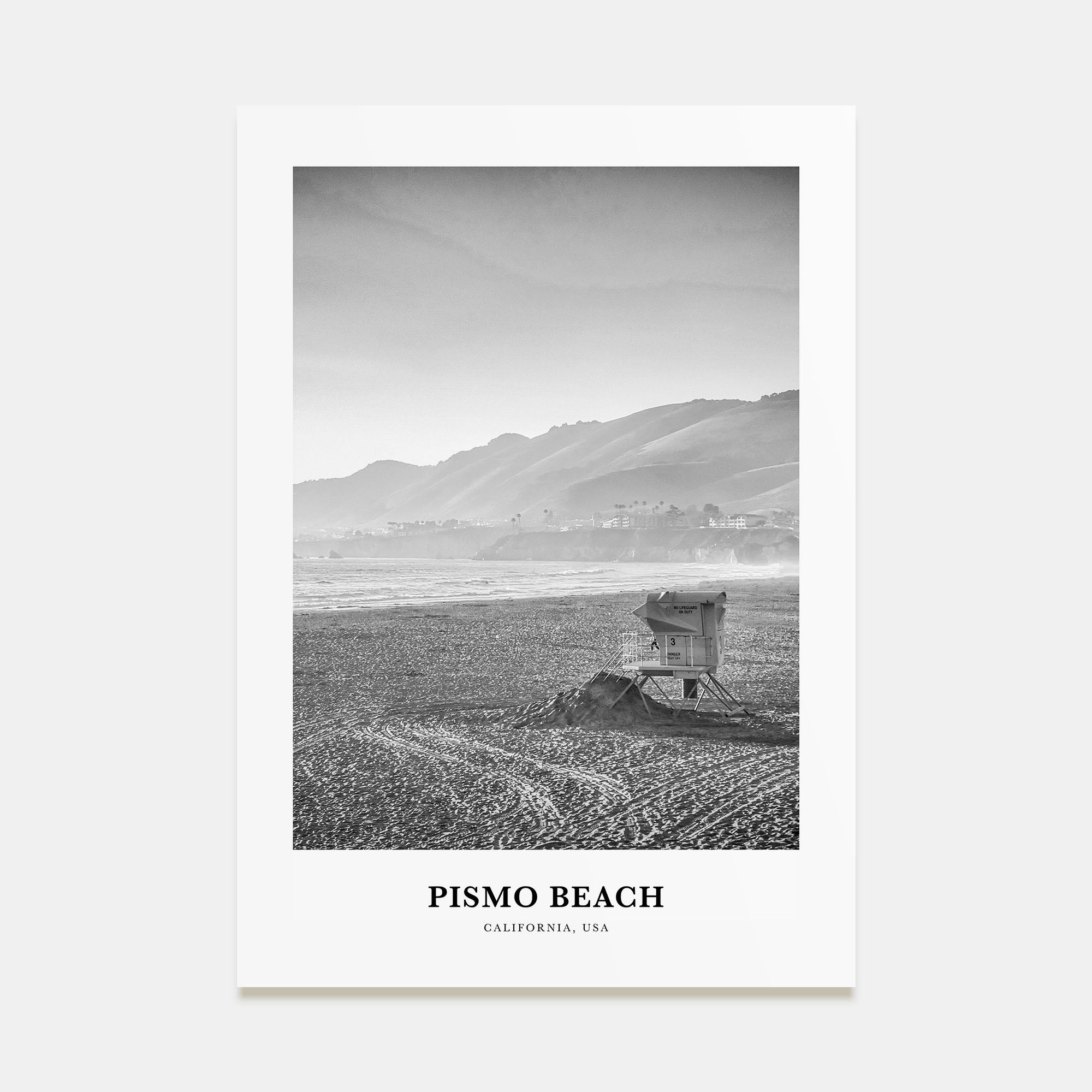 Pismo Beach Portrait B&W Poster