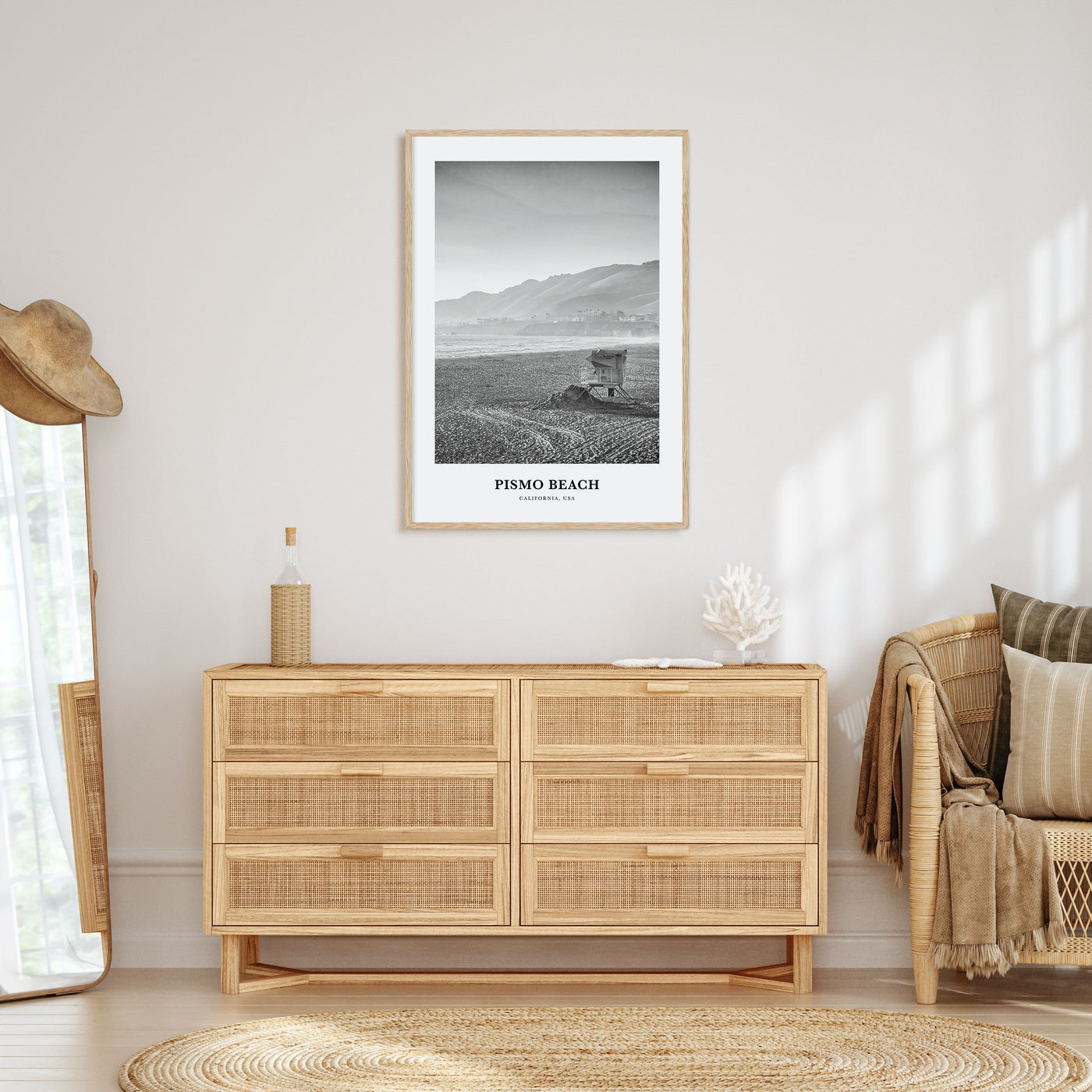 Pismo Beach Portrait B&W Poster
