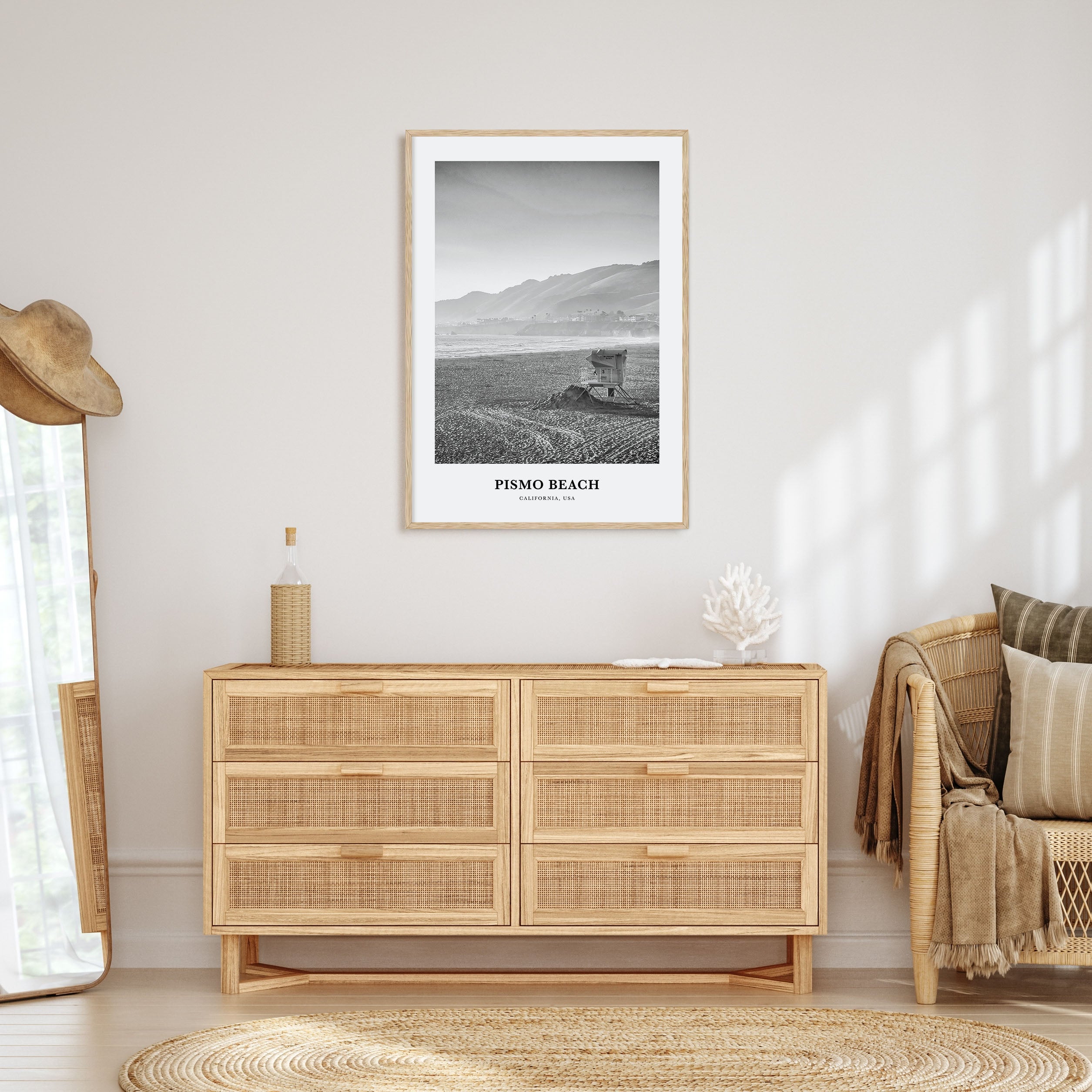 Pismo Beach Portrait B&W Poster
