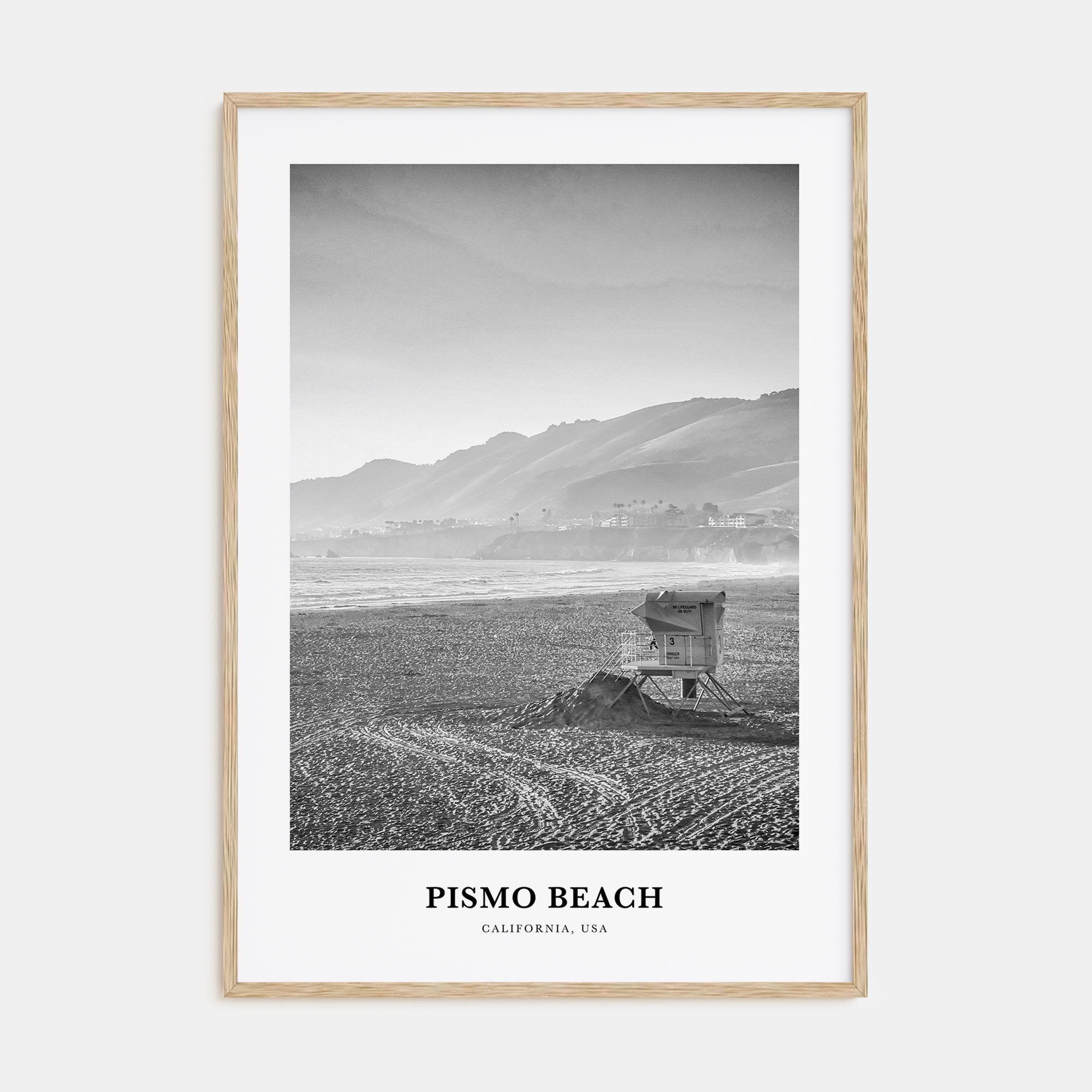 Pismo Beach Portrait B&W Poster