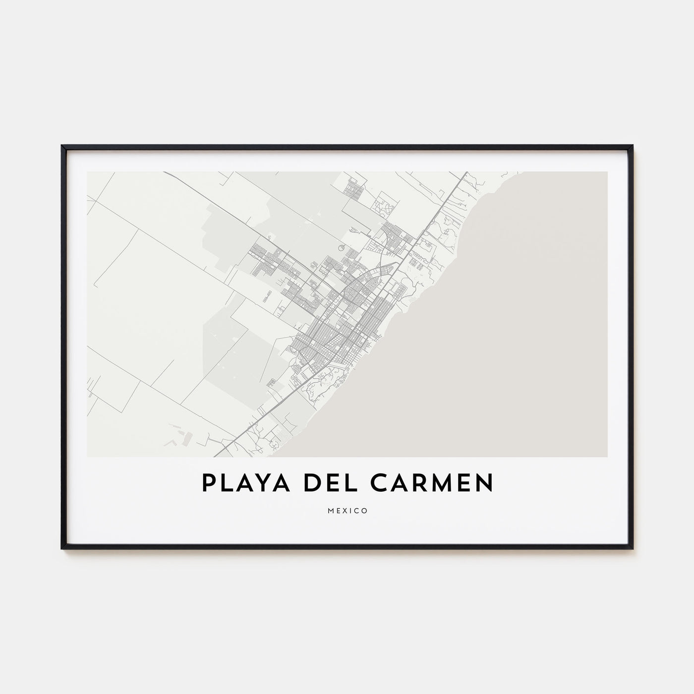 Playa del Carmen Map Landscape Poster