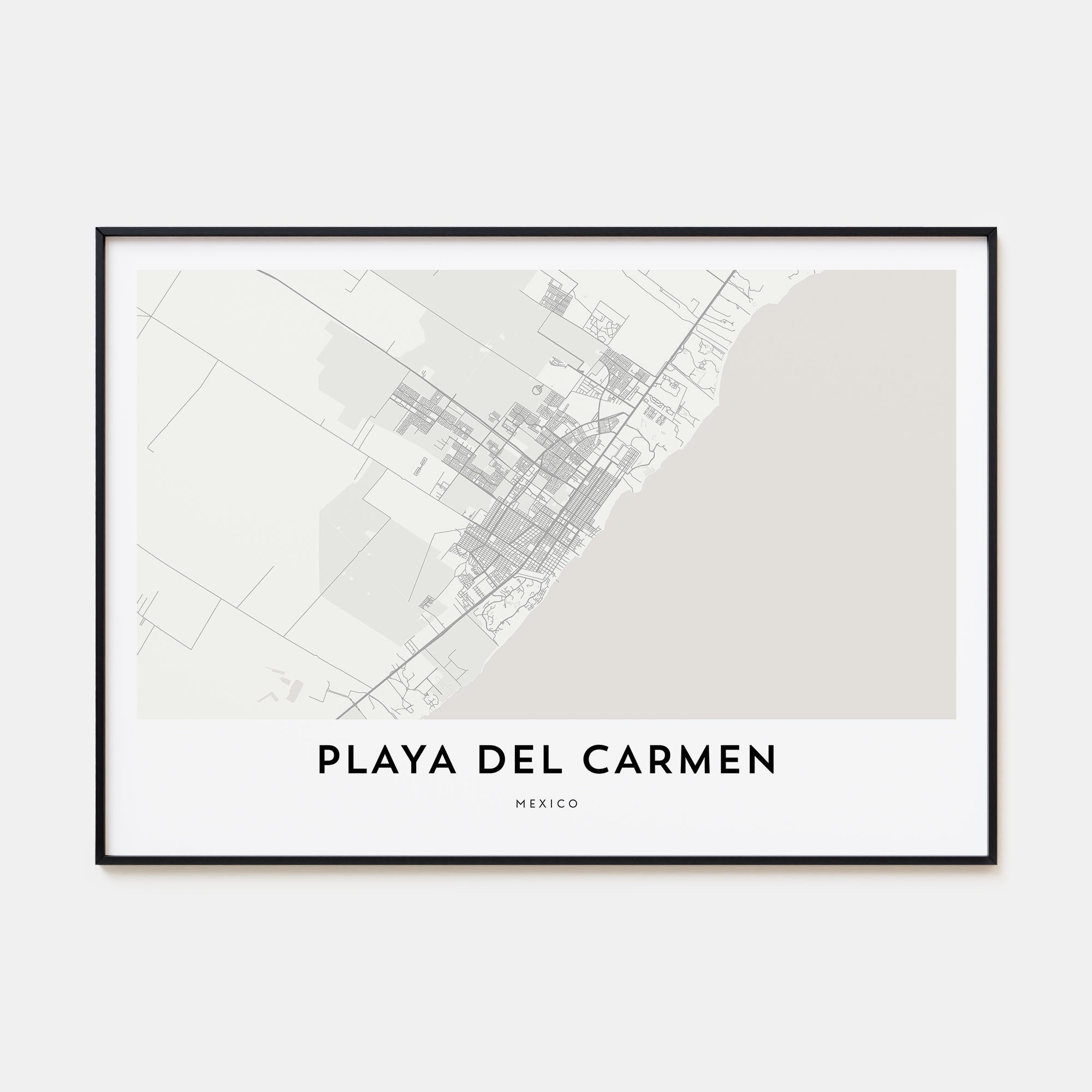 Playa del Carmen Map Landscape Poster
