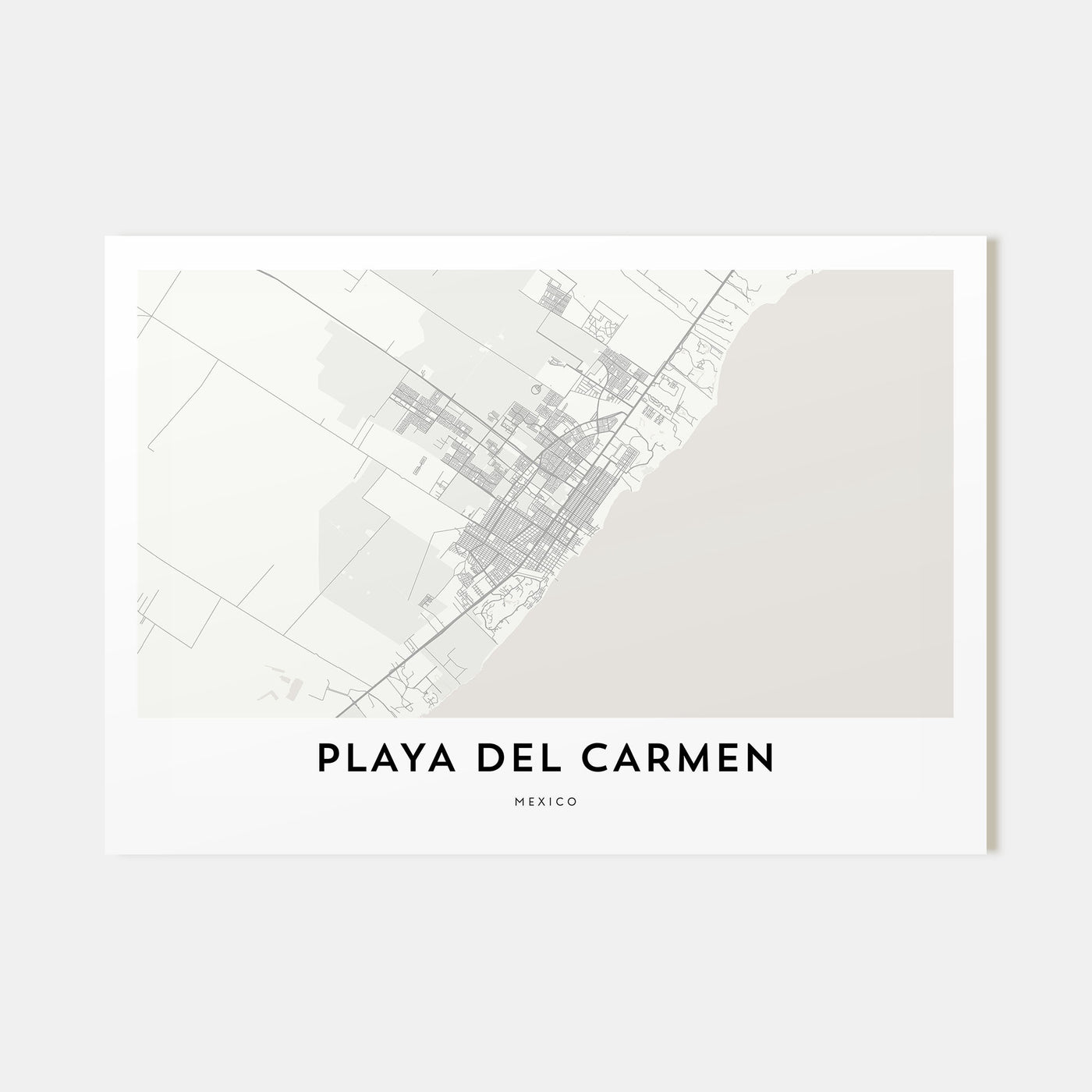 Playa del Carmen Map Landscape Poster