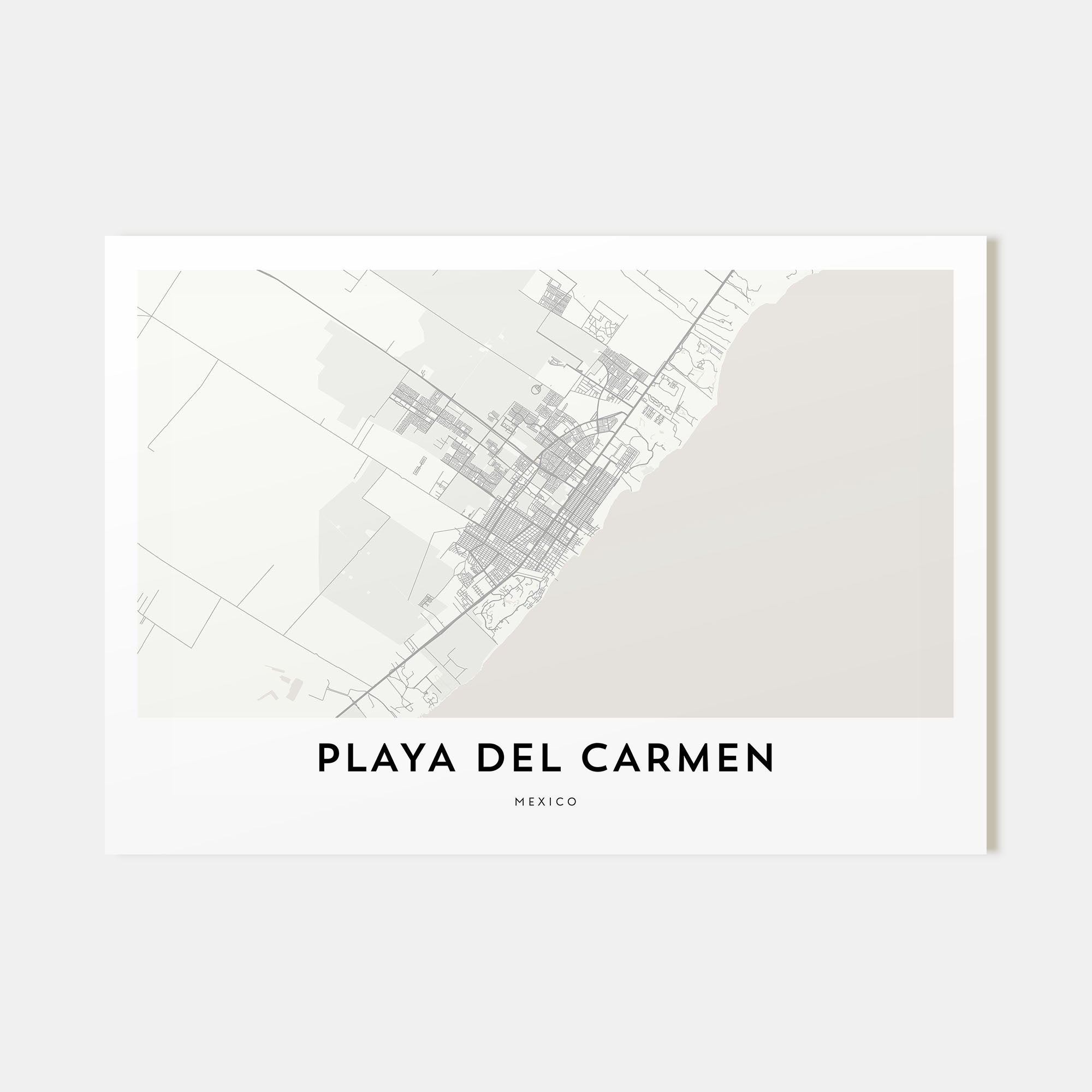 Playa del Carmen Map Landscape Poster