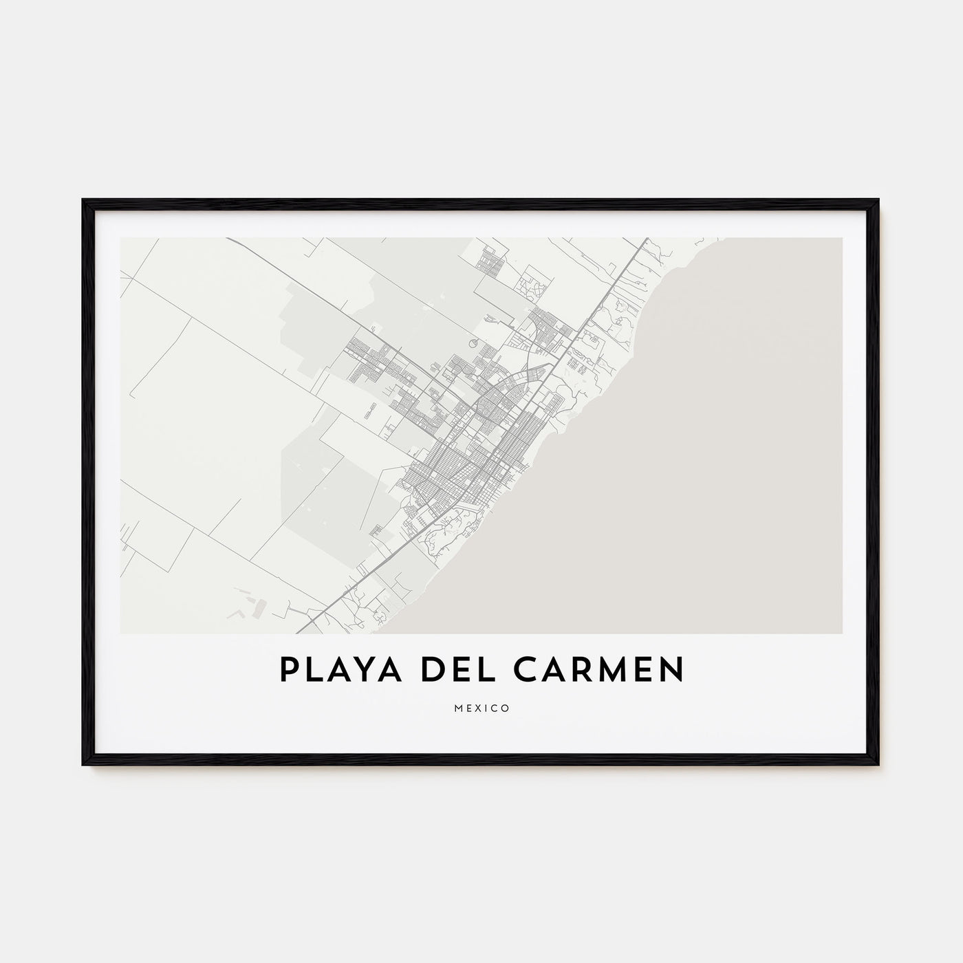 Playa del Carmen Map Landscape Poster