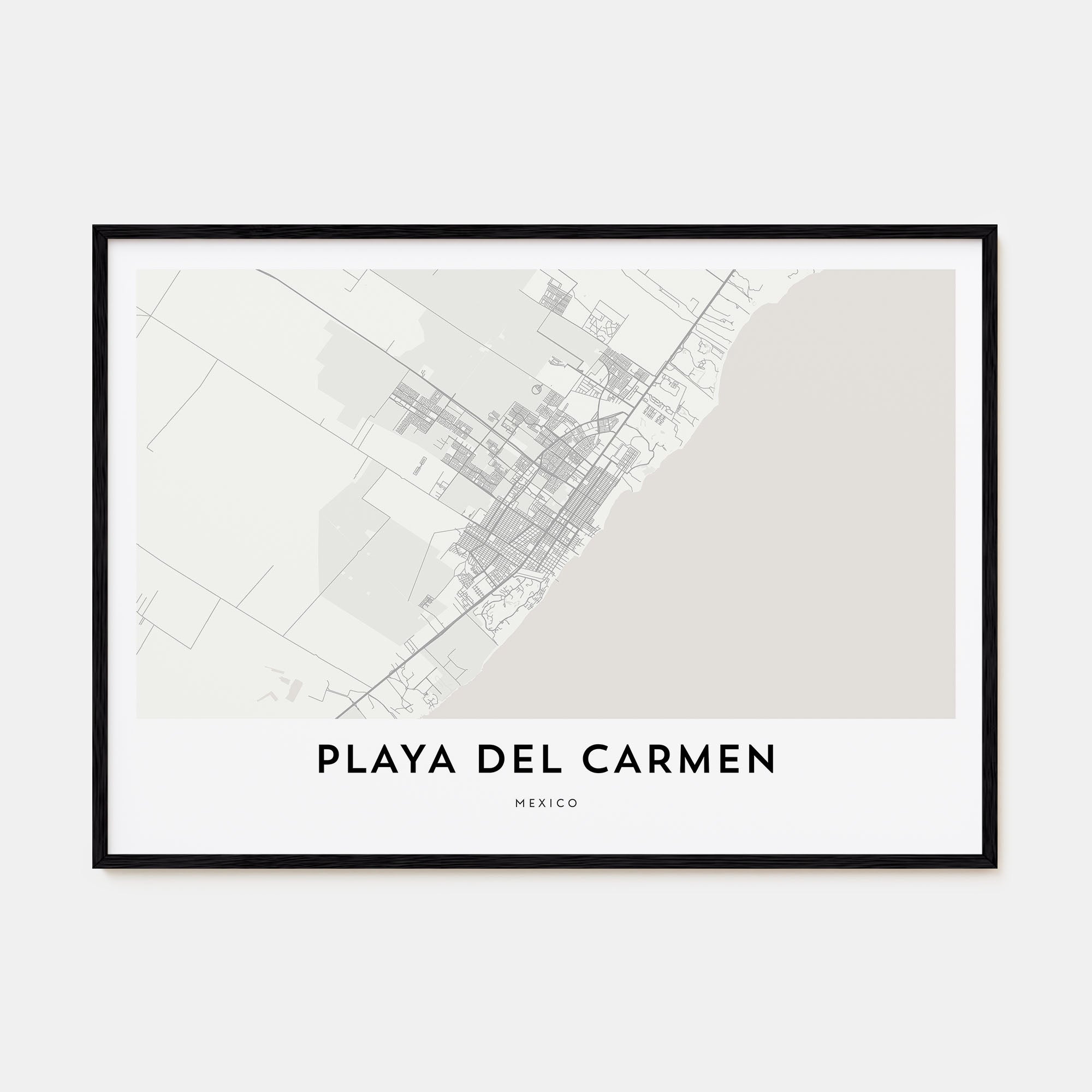 Playa del Carmen Map Landscape Poster