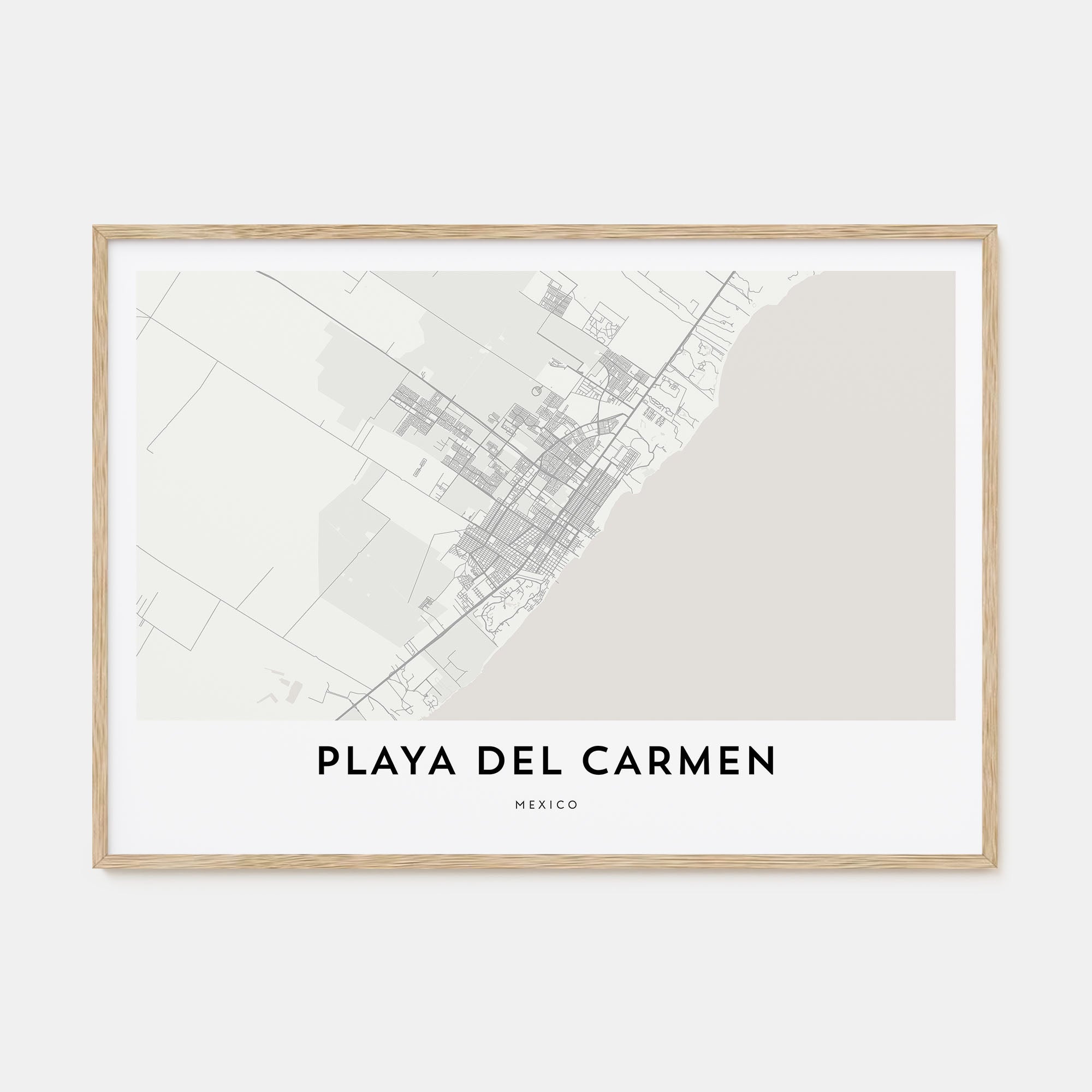 Playa del Carmen Map Landscape Poster