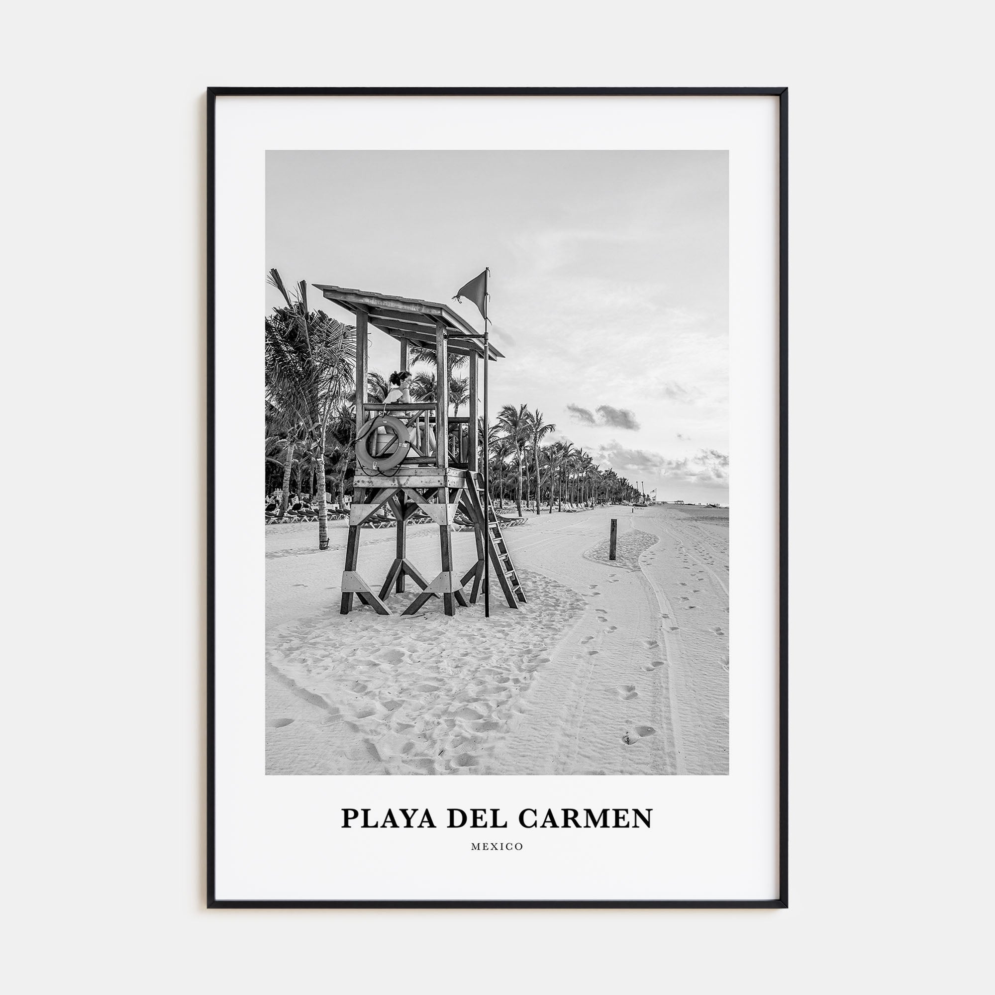 Playa del Carmen Portrait B&W Poster