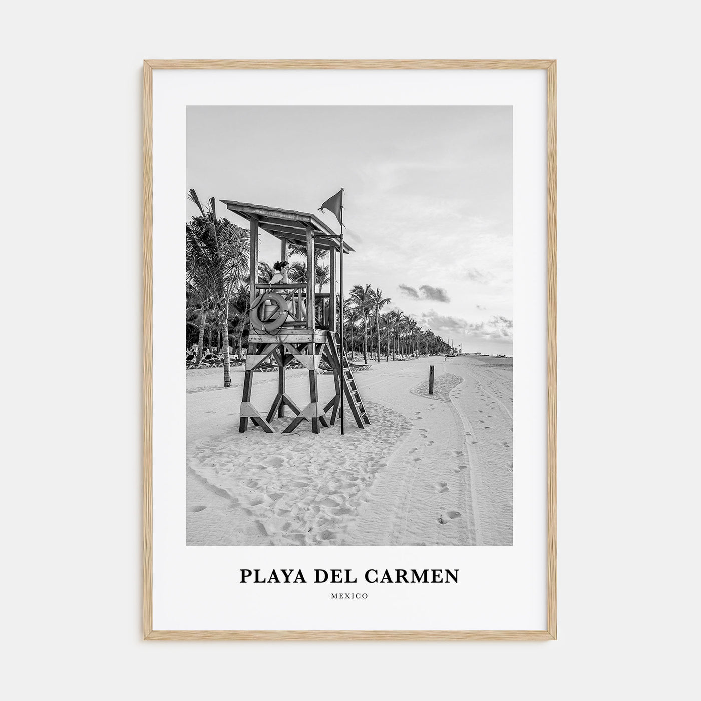 Playa del Carmen Portrait B&W Poster