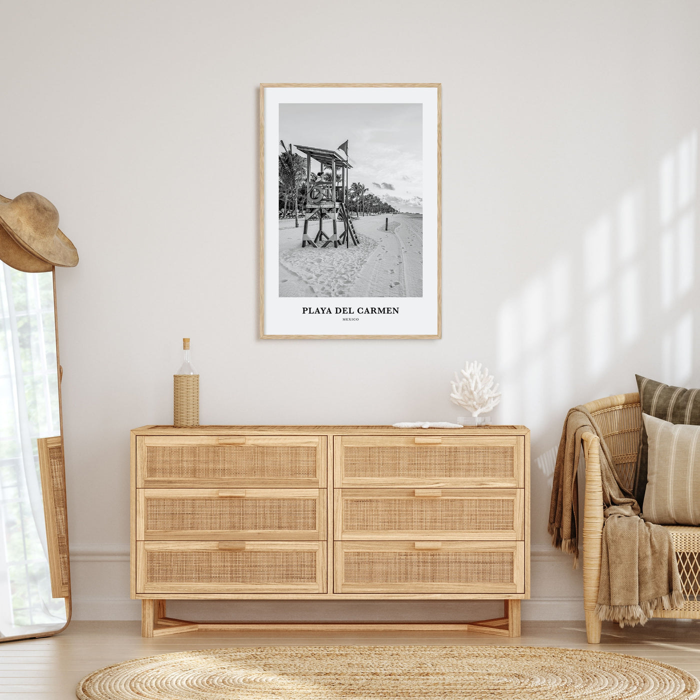 Playa del Carmen Portrait B&W Poster