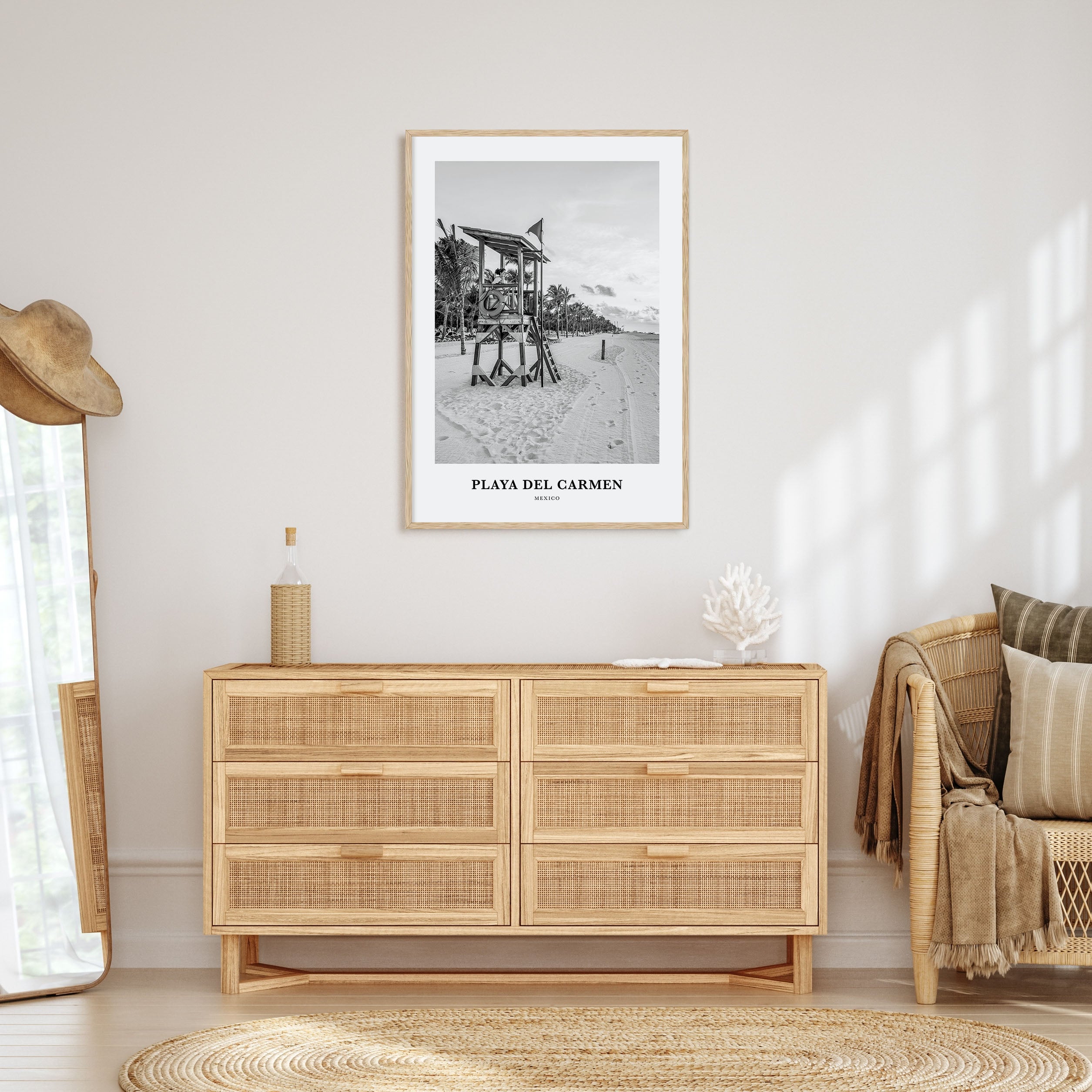 Playa del Carmen Portrait B&W Poster