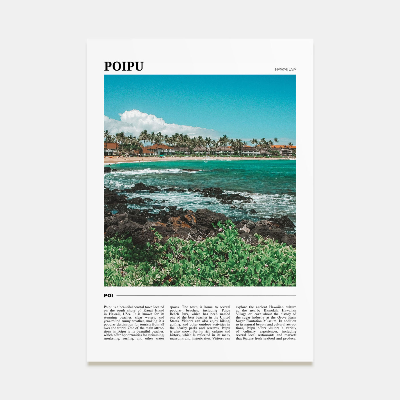 Poipu Travel Color Poster